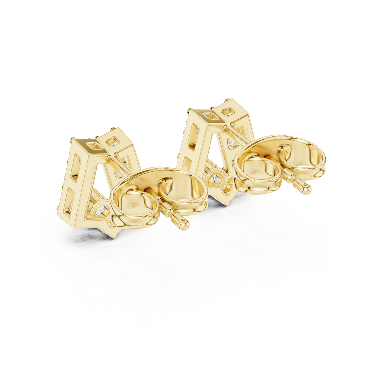  Gold Luminous Bold Signature Letter Studs Side View