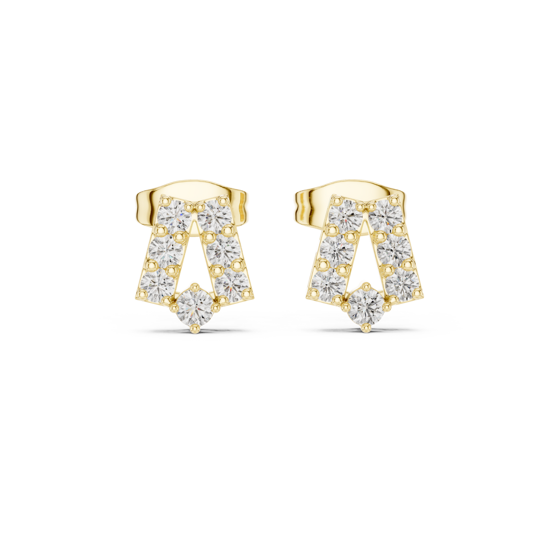 Gold Luminous Bold Signature Letter Studs Right View