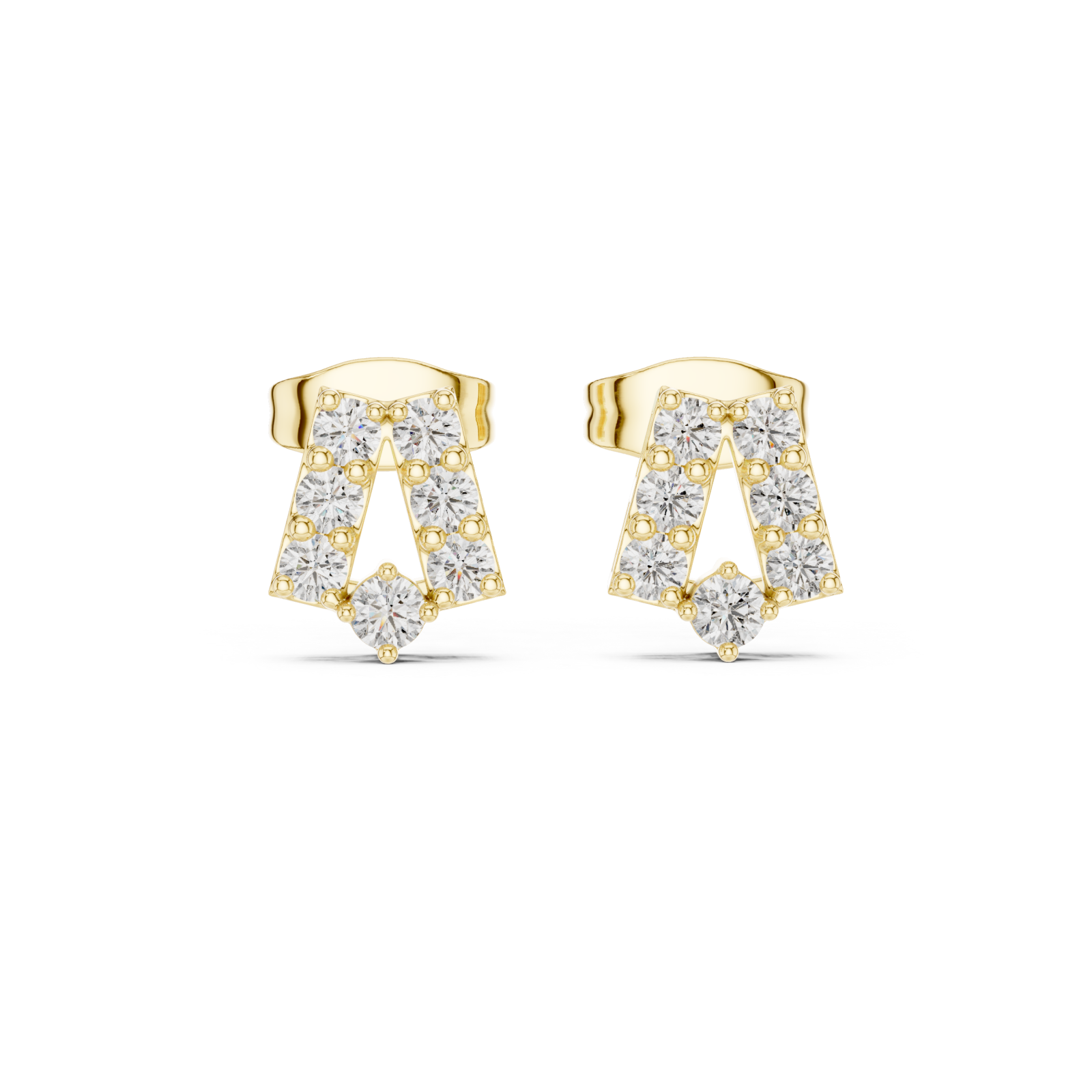  Gold Luminous Bold Signature Letter Studs Front View