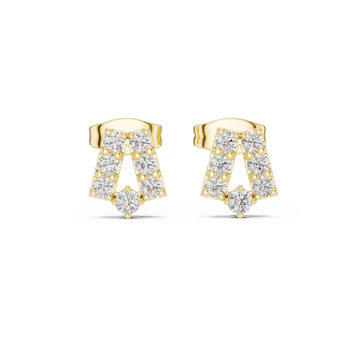  Gold Luminous Bold Signature Letter Studs Front View