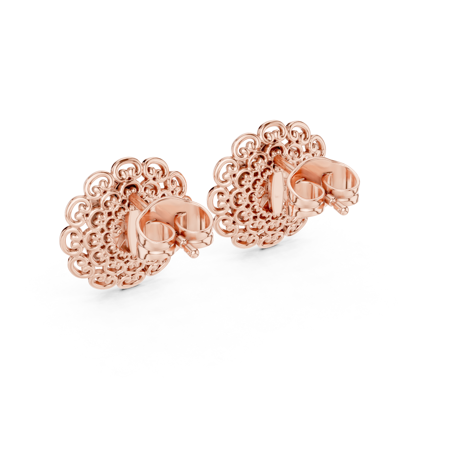  Rose Gold Radiant Round Petal Cluster Earrings Side View