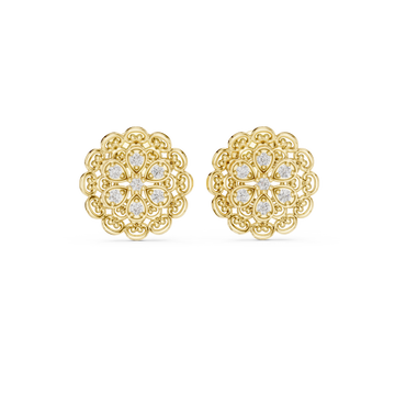  Gold Radiant Round Petal Cluster Earrings Front View