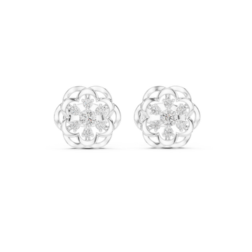  White Gold Lustrous Weave Stud Earrings Front View