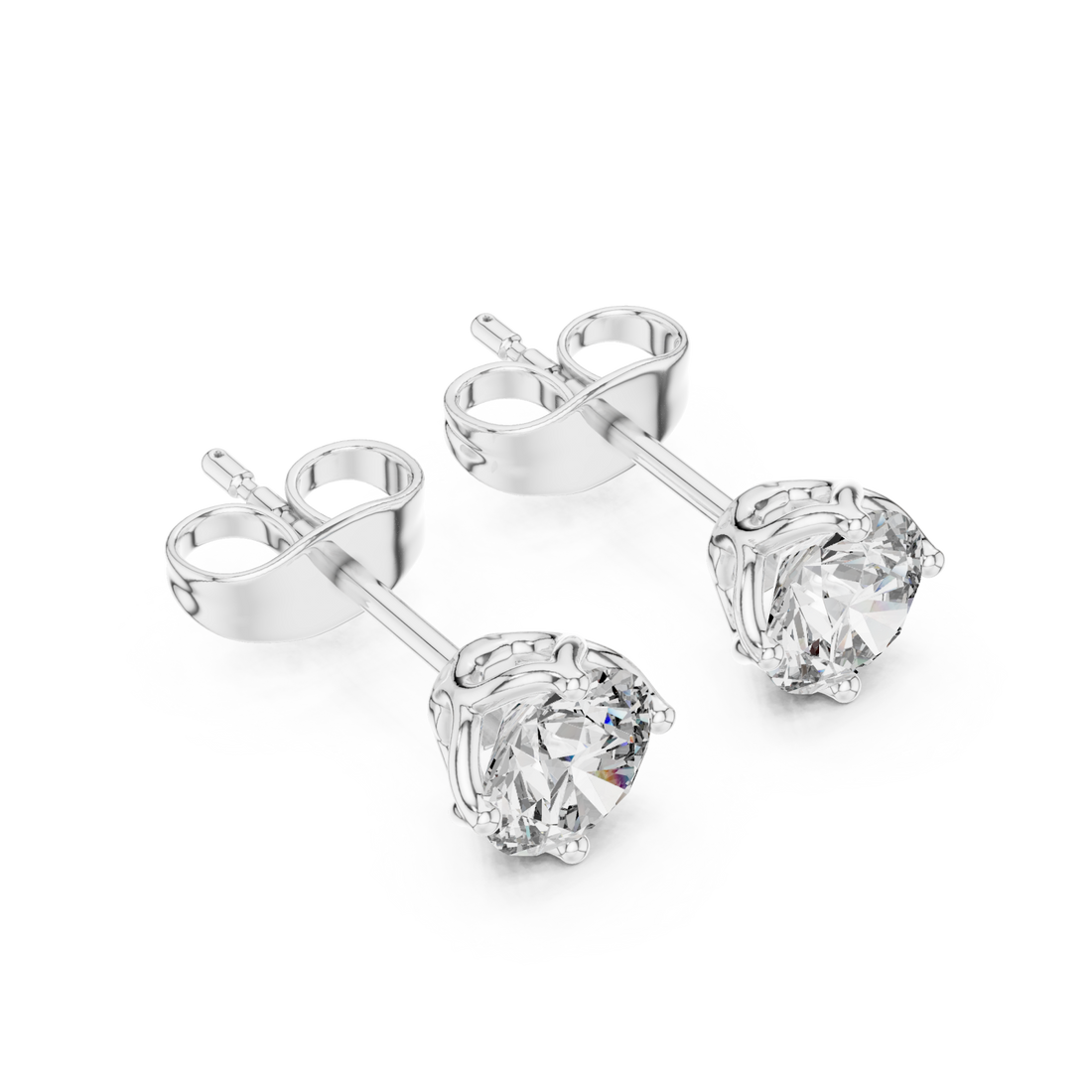  White Gold Radiant Classic Solitaire Studs Right View