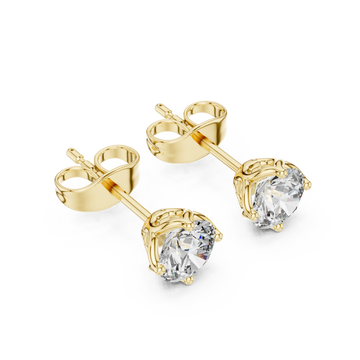 Gold Radiant Classic Solitaire Studs Right View