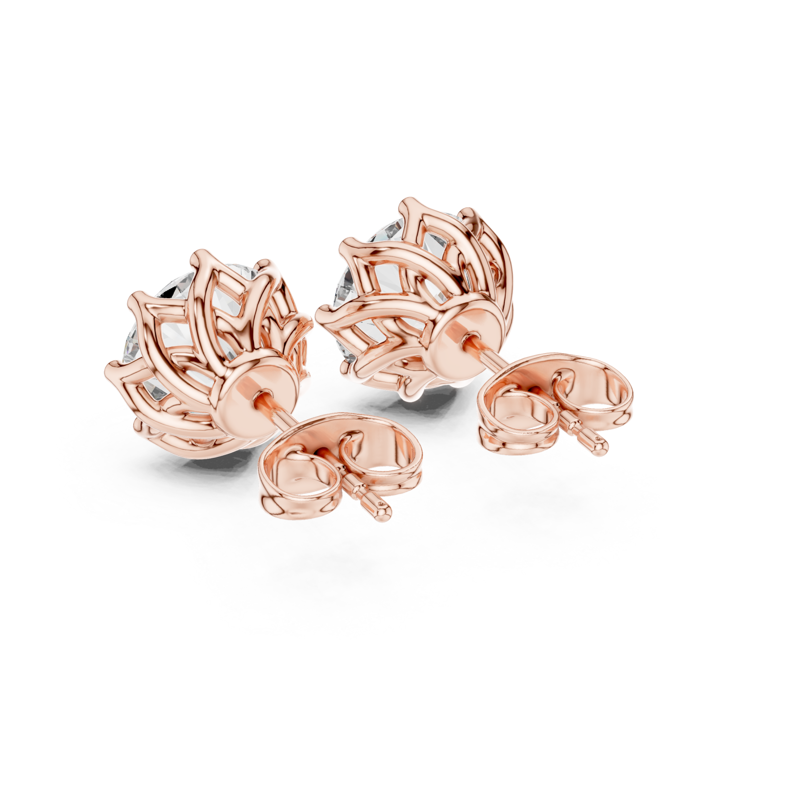  Rose Gold Celestial Embrace Stud Earrings Side View