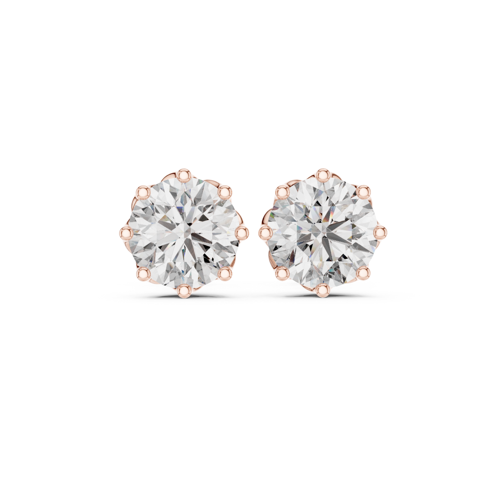  Rose Gold Celestial Embrace Stud Earrings Front View