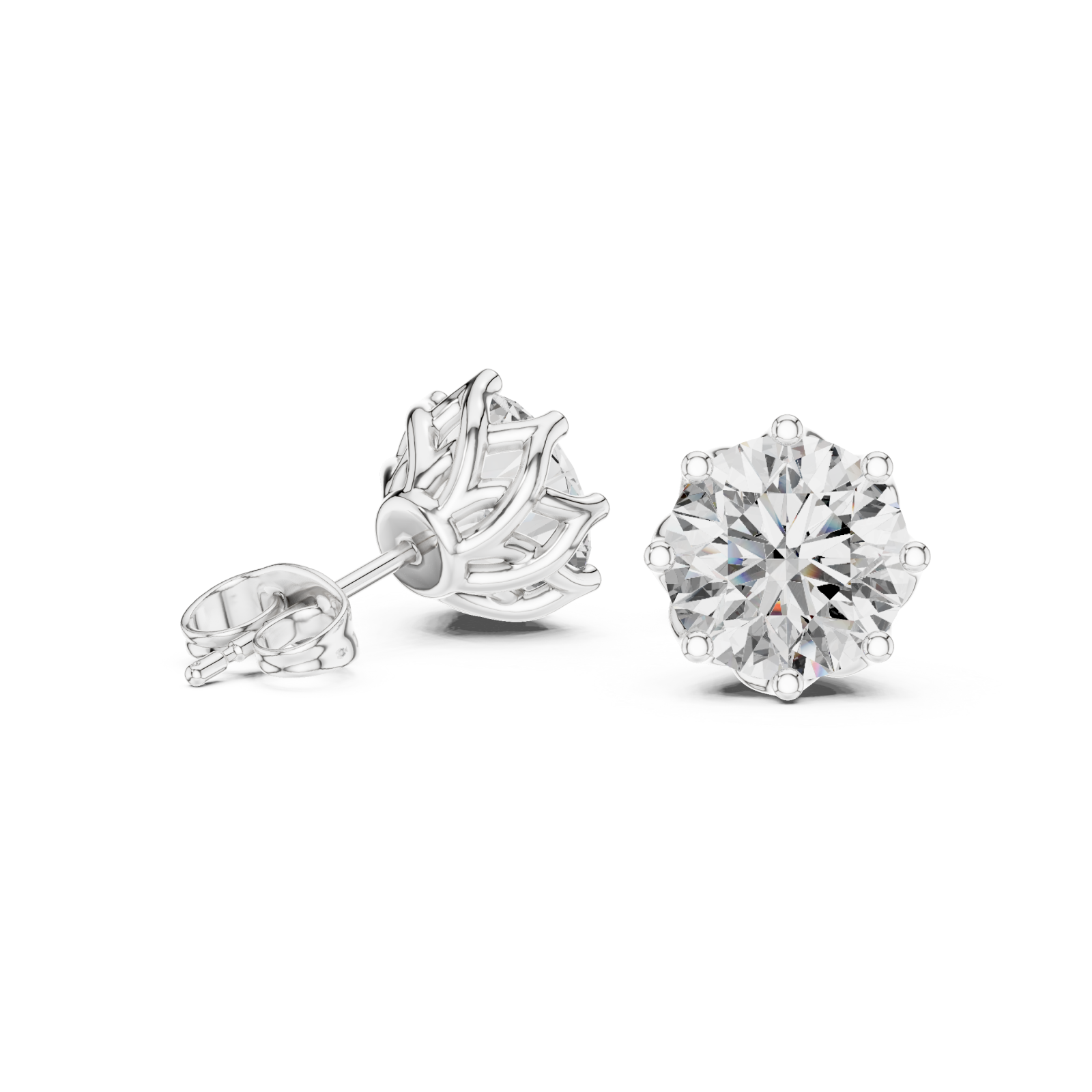 White Gold Celestial Embrace Stud Earrings Left View