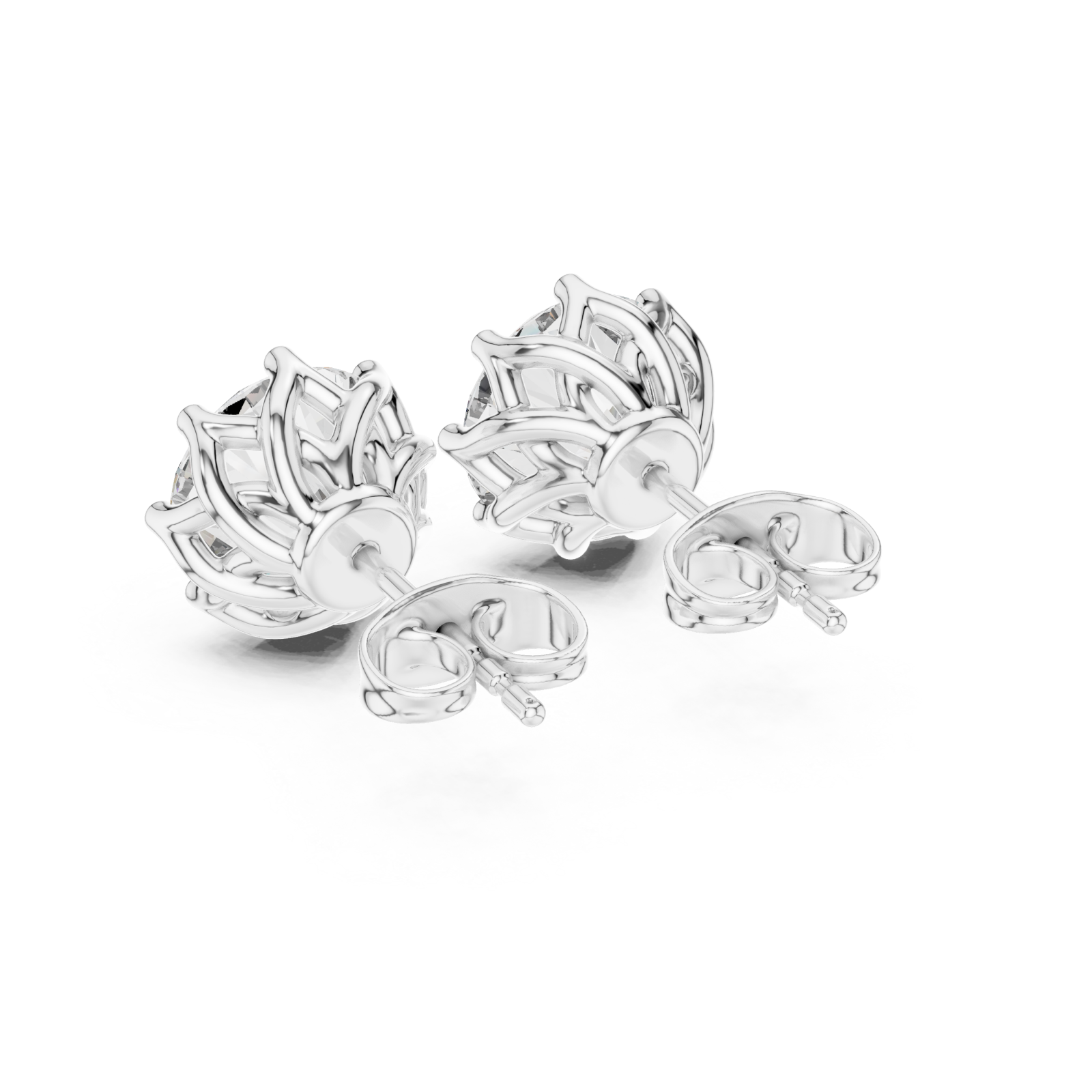  White Gold Celestial Embrace Stud Earrings Side View