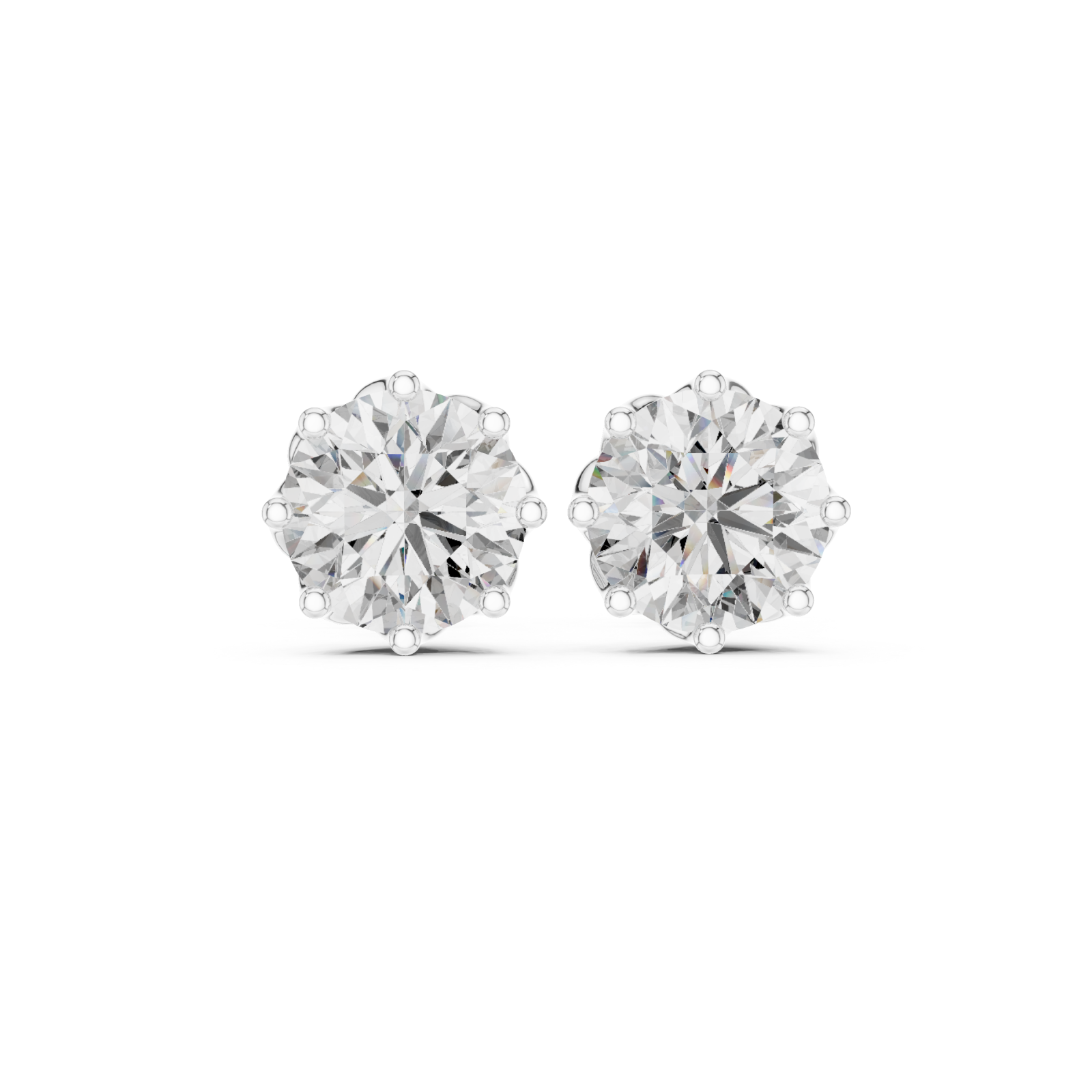  White Gold Celestial Embrace Stud Earrings Front View