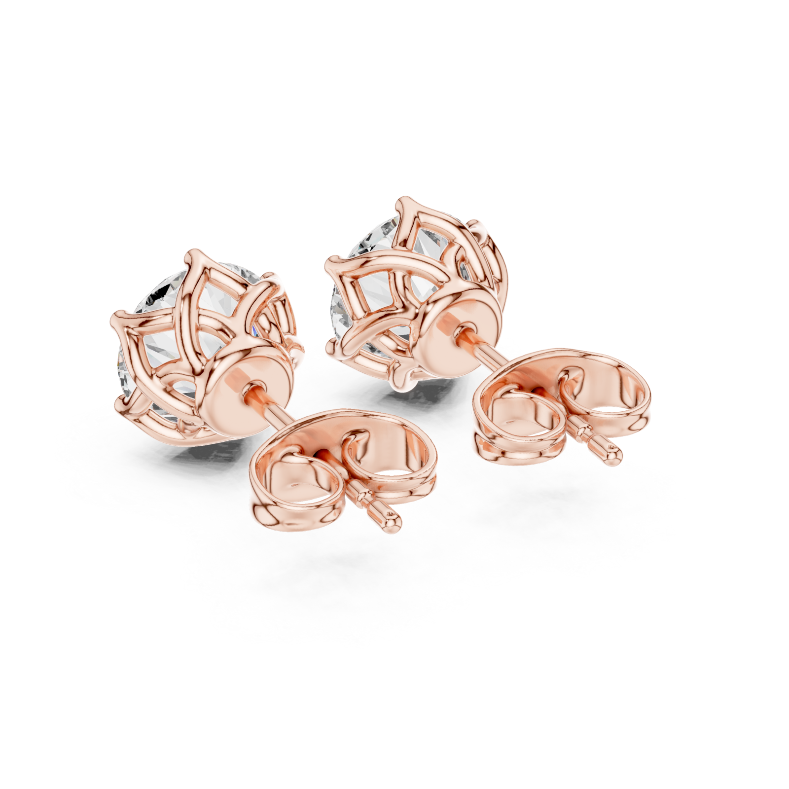  Rose Gold Elegant Whisper Stud Earrings Side View