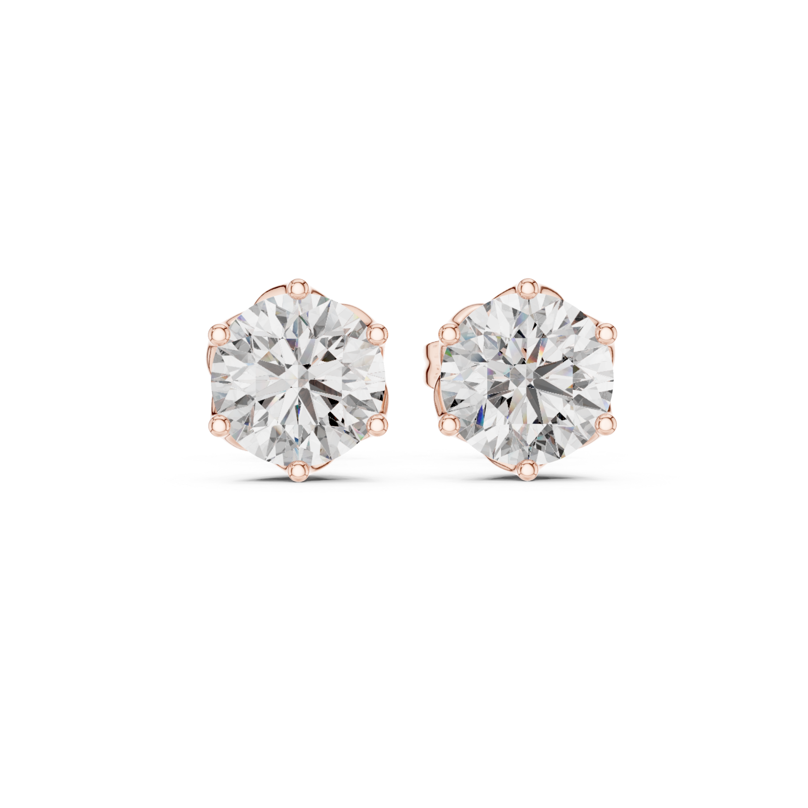  Rose Gold Elegant Whisper Stud Earrings Front View