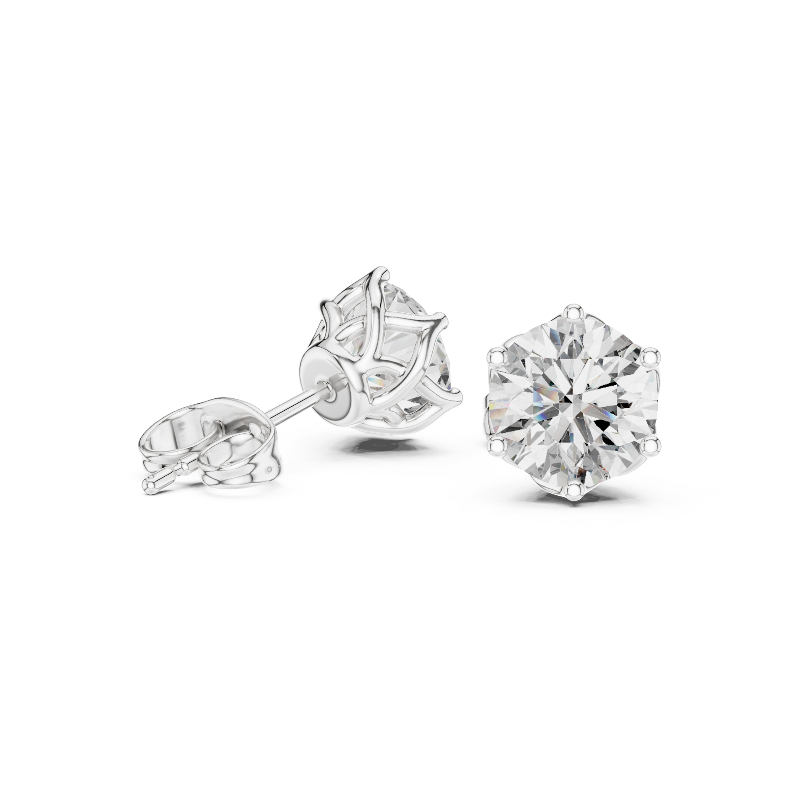  White Gold Elegant Whisper Stud Earrings Left View