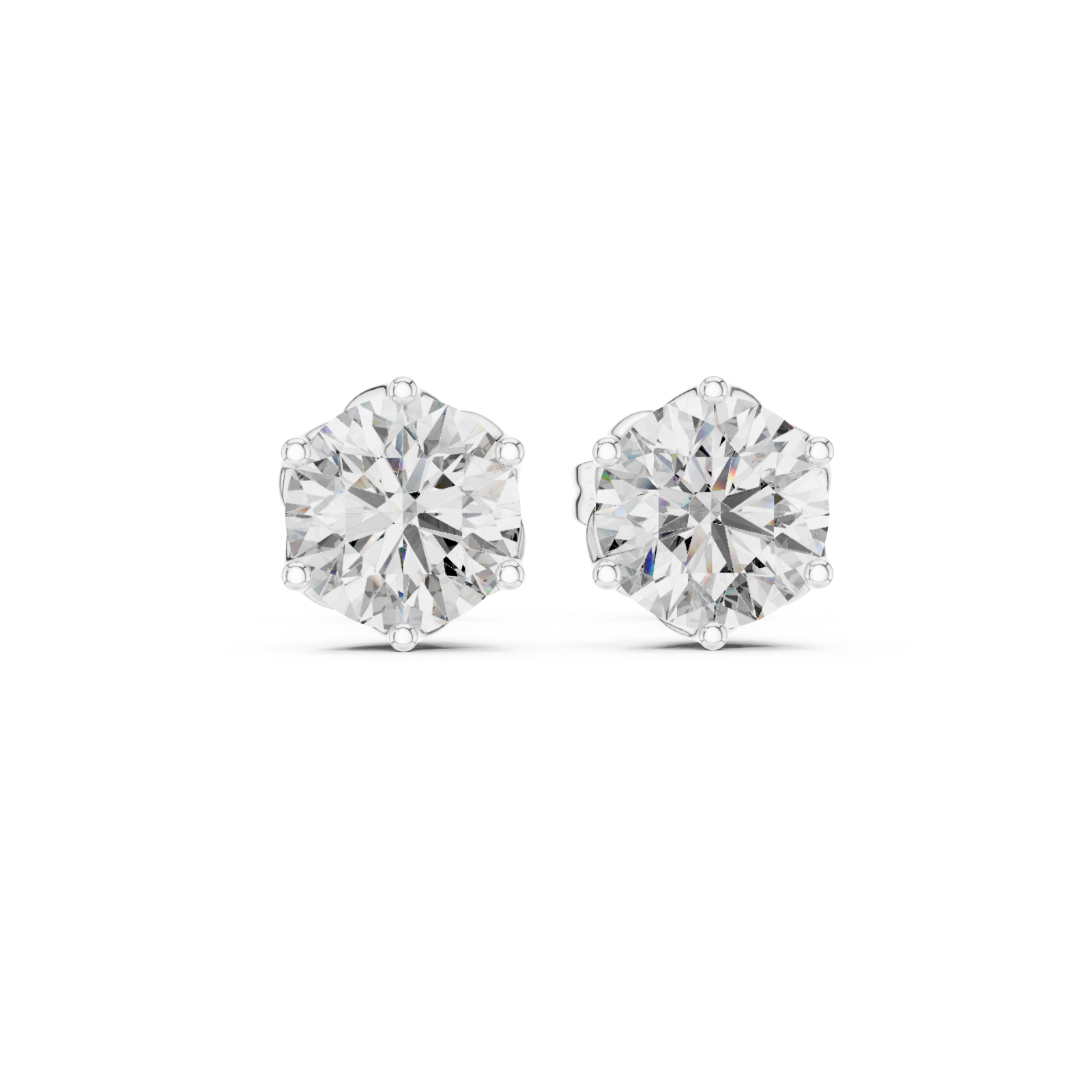  White Gold Elegant Whisper Stud Earrings Front View