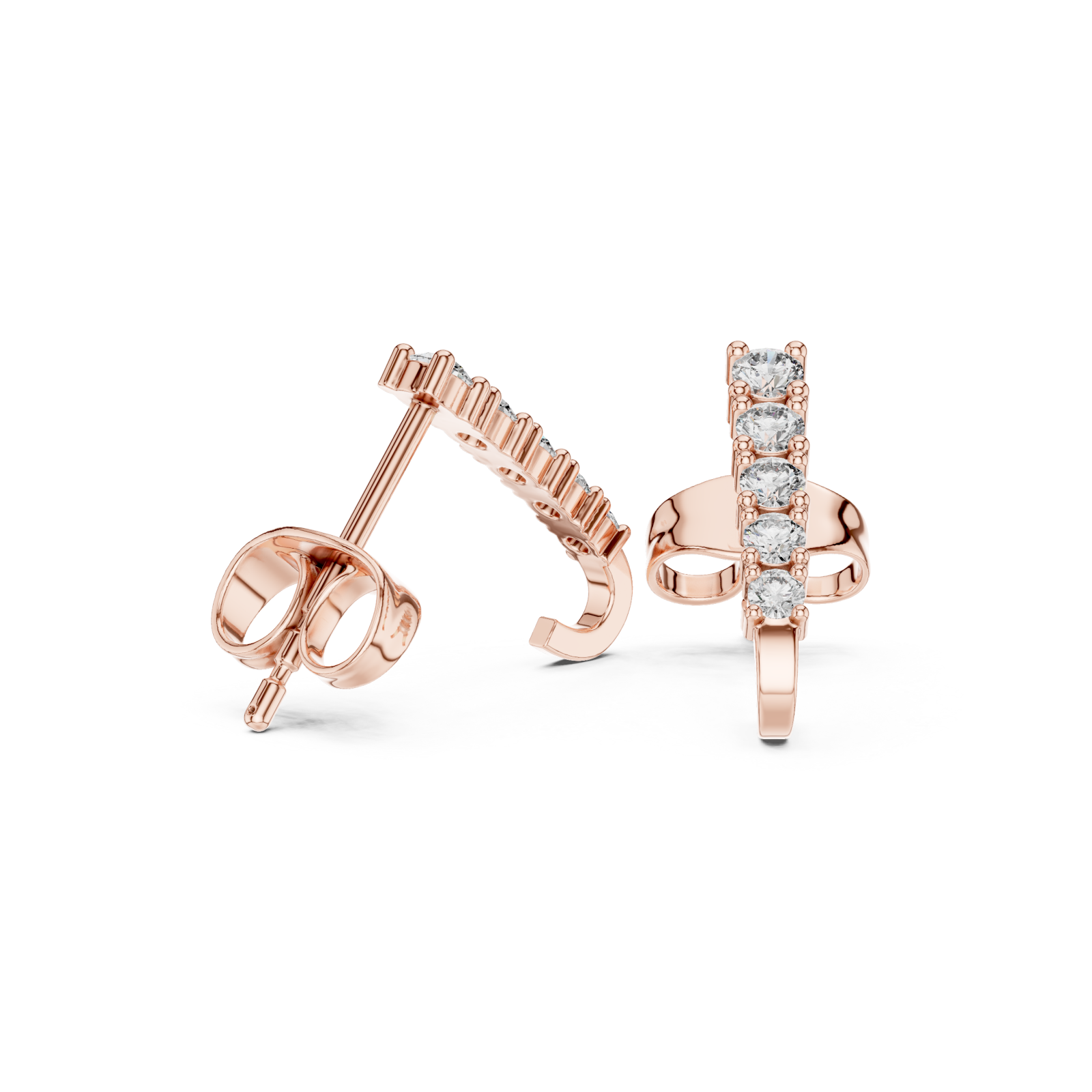  Rose Gold Serene Horizon Elegant Bar Earrings Left View