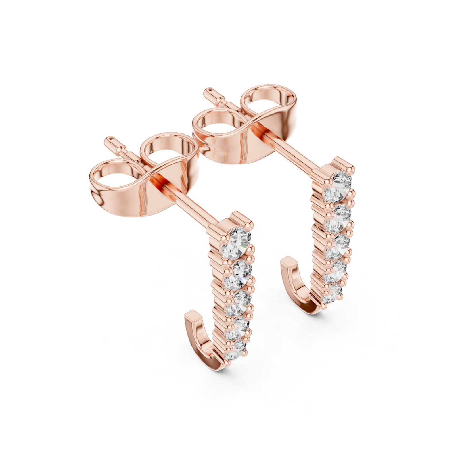  Rose Gold Serene Horizon Elegant Bar Earrings Right View