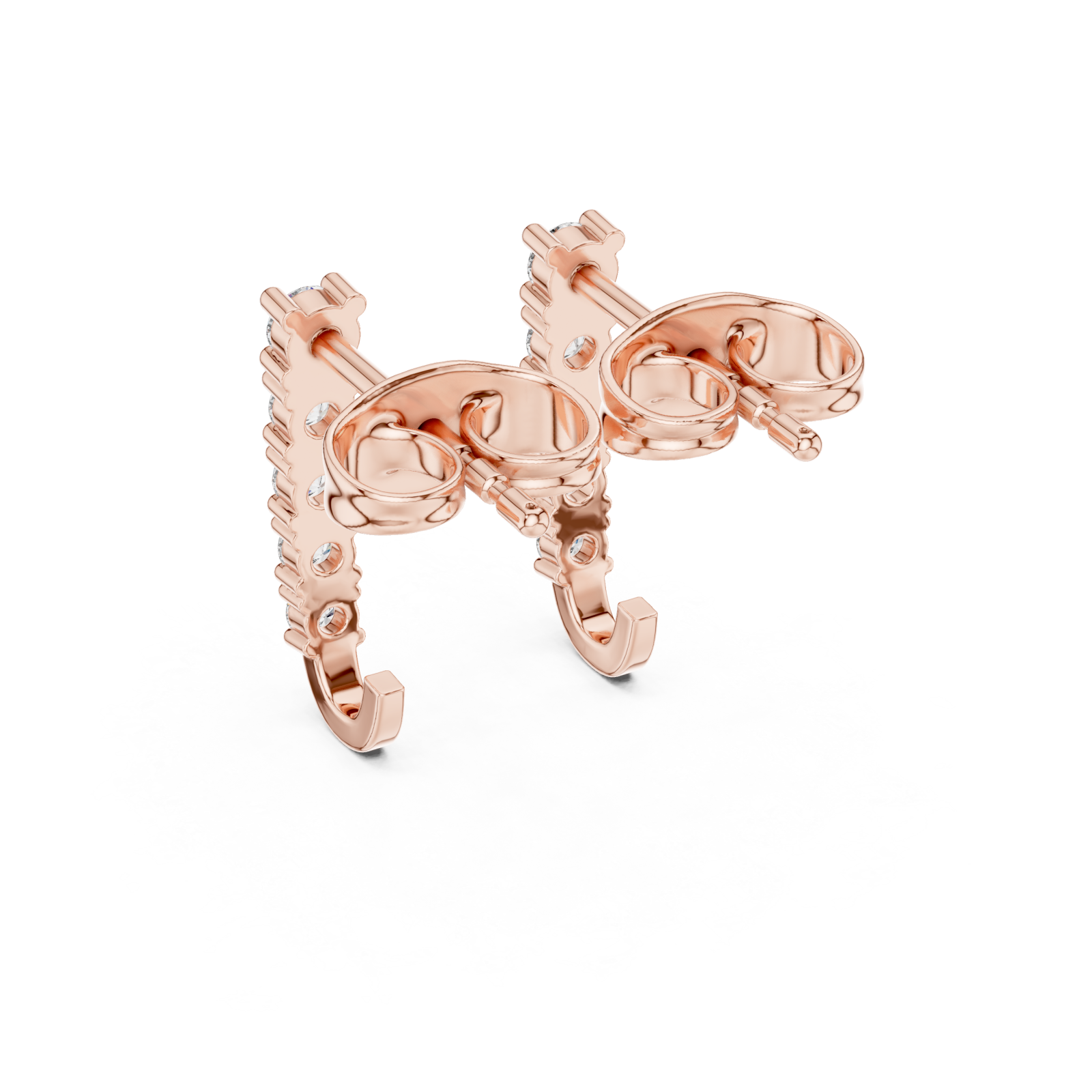  Rose Gold Serene Horizon Elegant Bar Earrings Side View