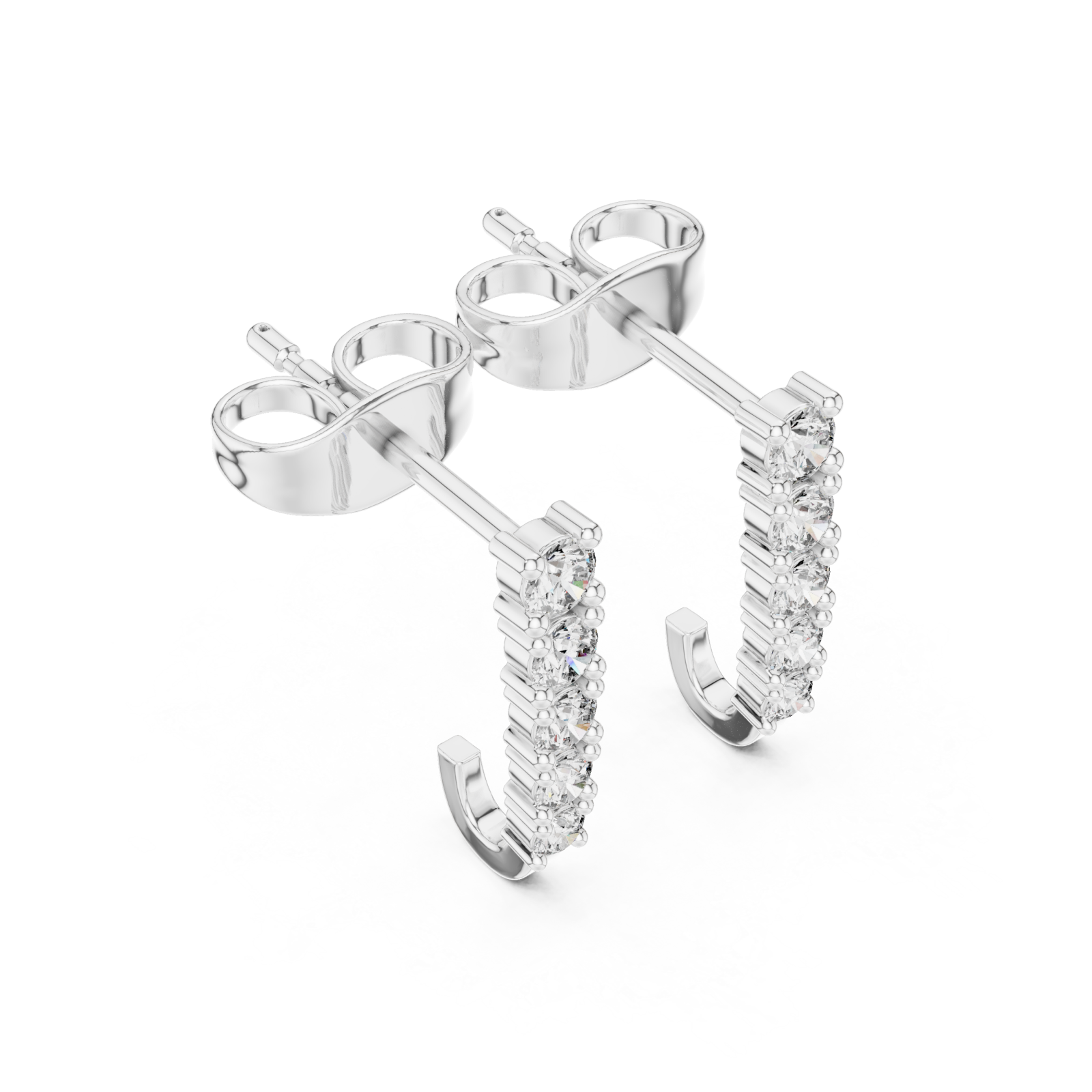  White Gold Serene Horizon Elegant Bar Earrings Right View
