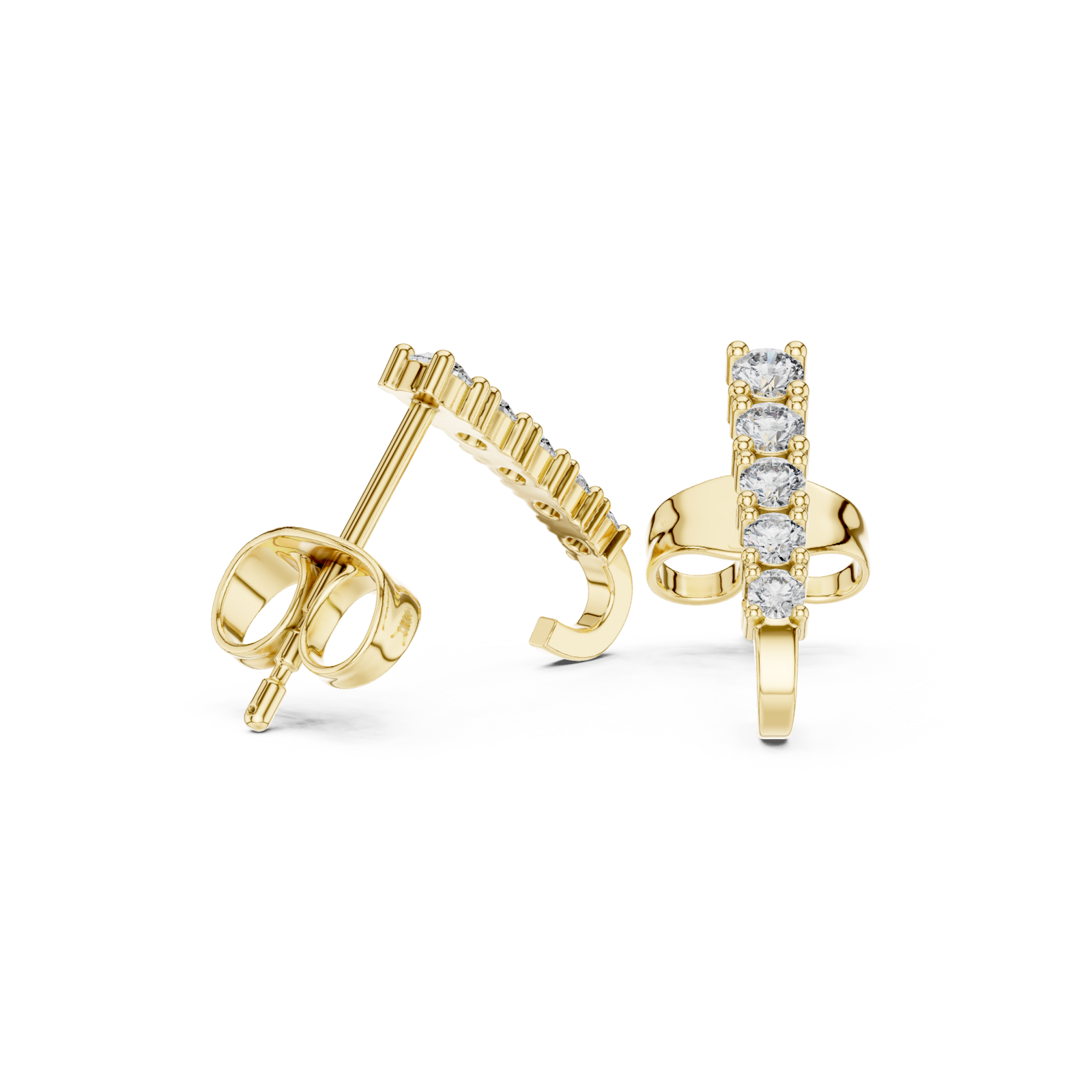  Gold Serene Horizon Elegant Bar Earrings Left View