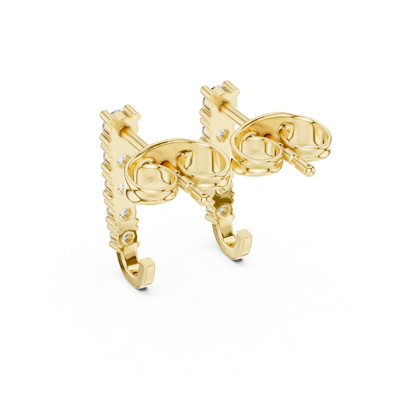  Gold Serene Horizon Elegant Bar Earrings Side View