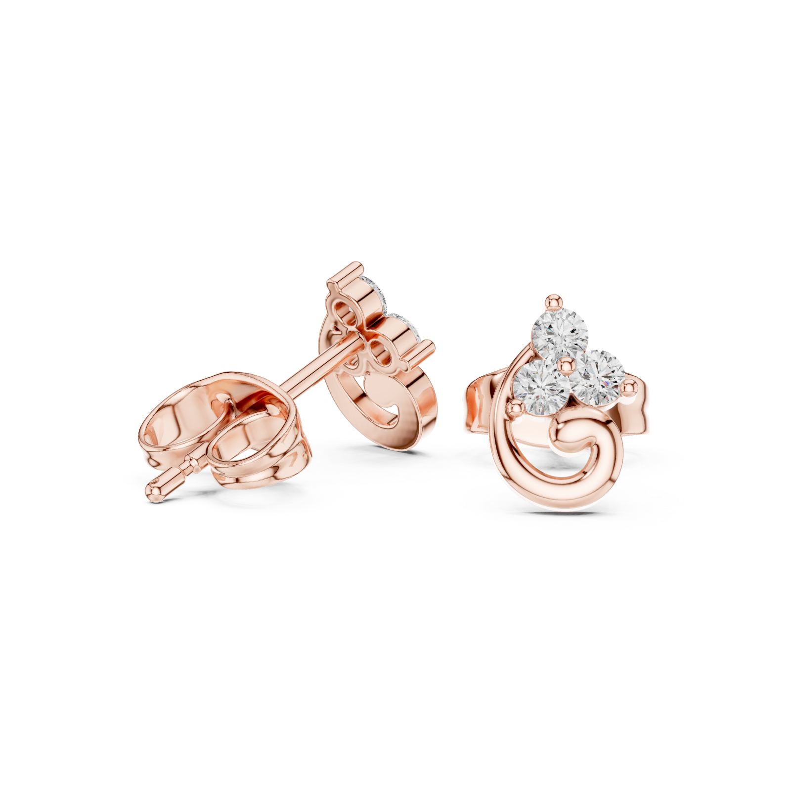  Rose Gold Celestial Whisper Classic Swirl Studs Left View