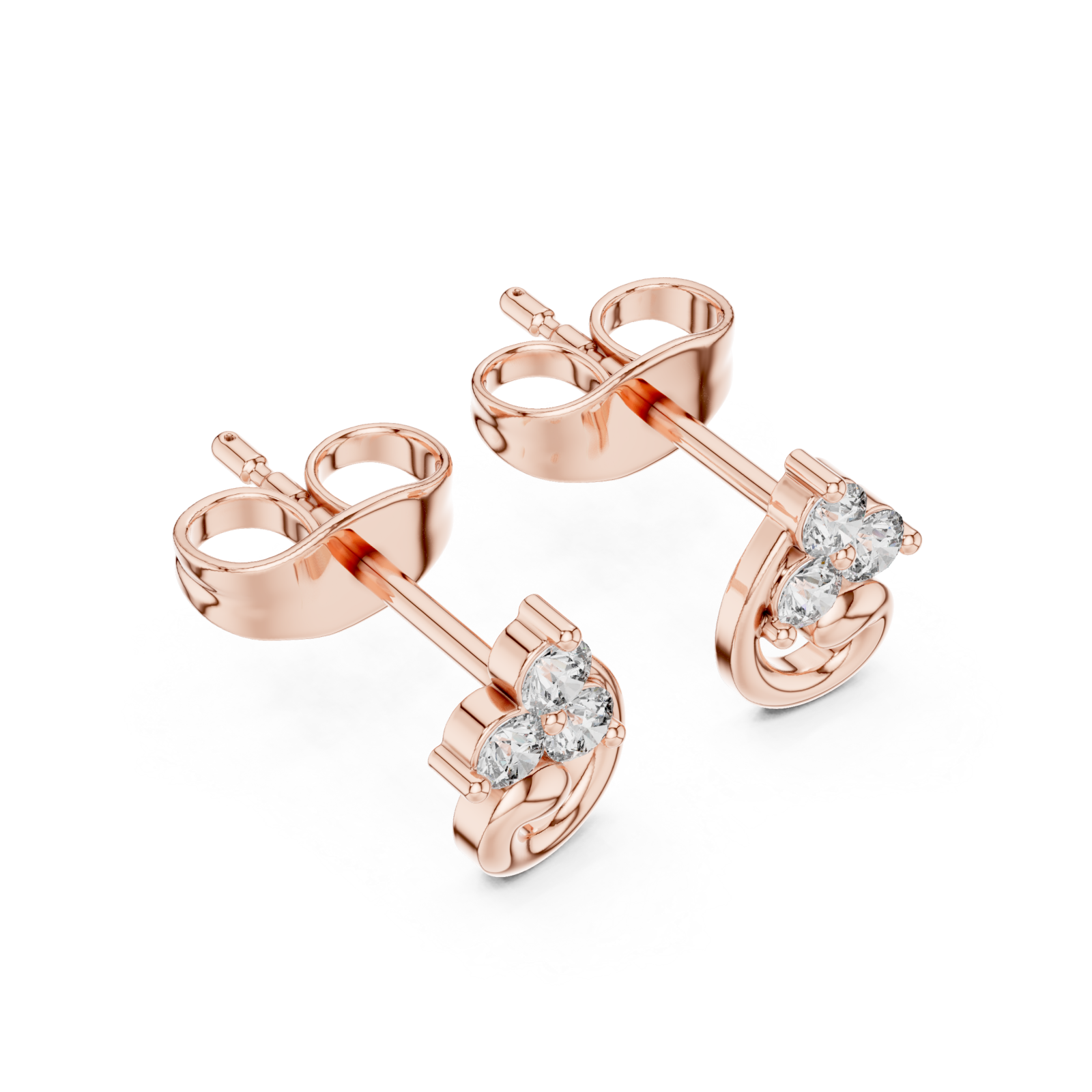  Rose Gold Celestial Whisper Classic Swirl Studs Right View
