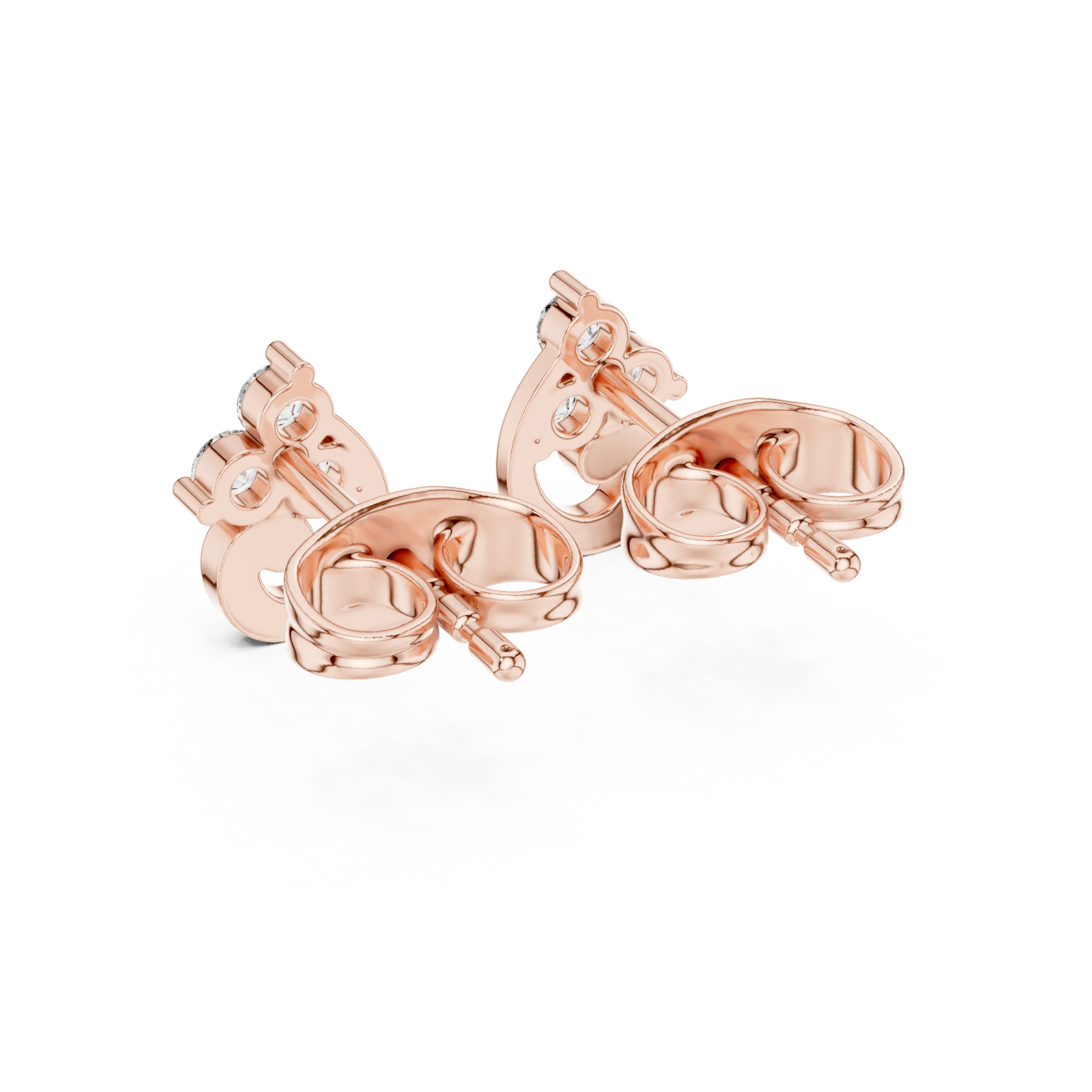  Rose Gold Celestial Whisper Classic Swirl Studs Side View