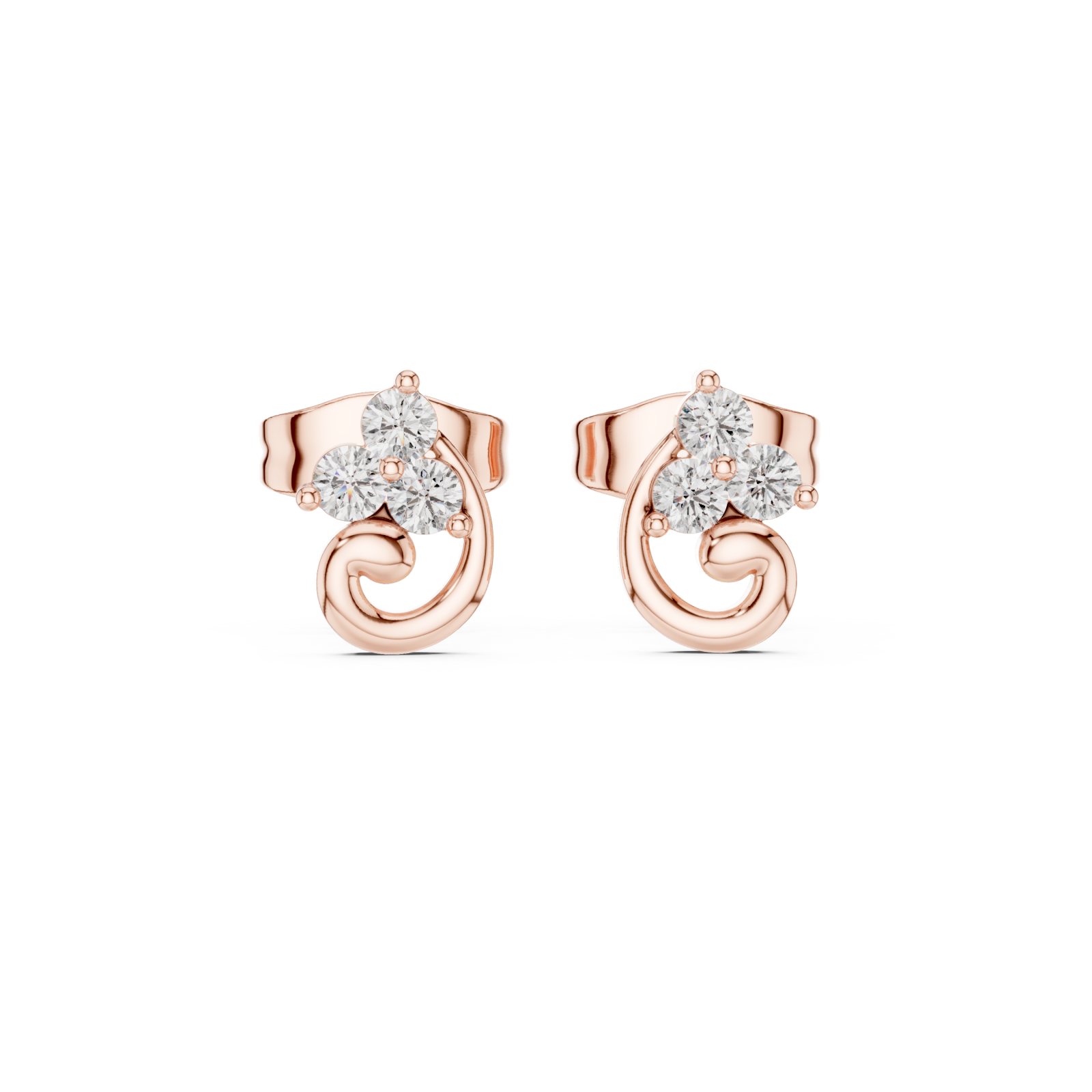  Rose Gold Celestial Whisper Classic Swirl Studs Front View