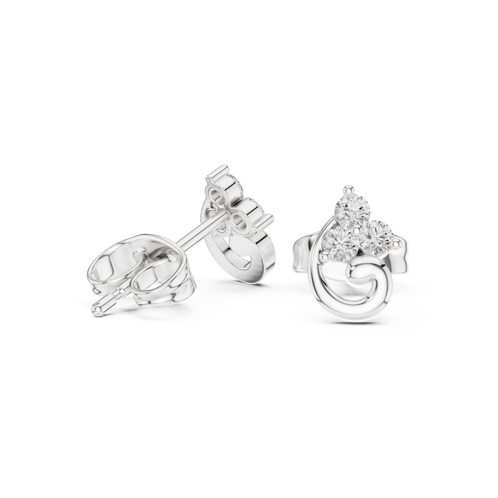  White Gold Celestial Whisper Classic Swirl Studs Left View