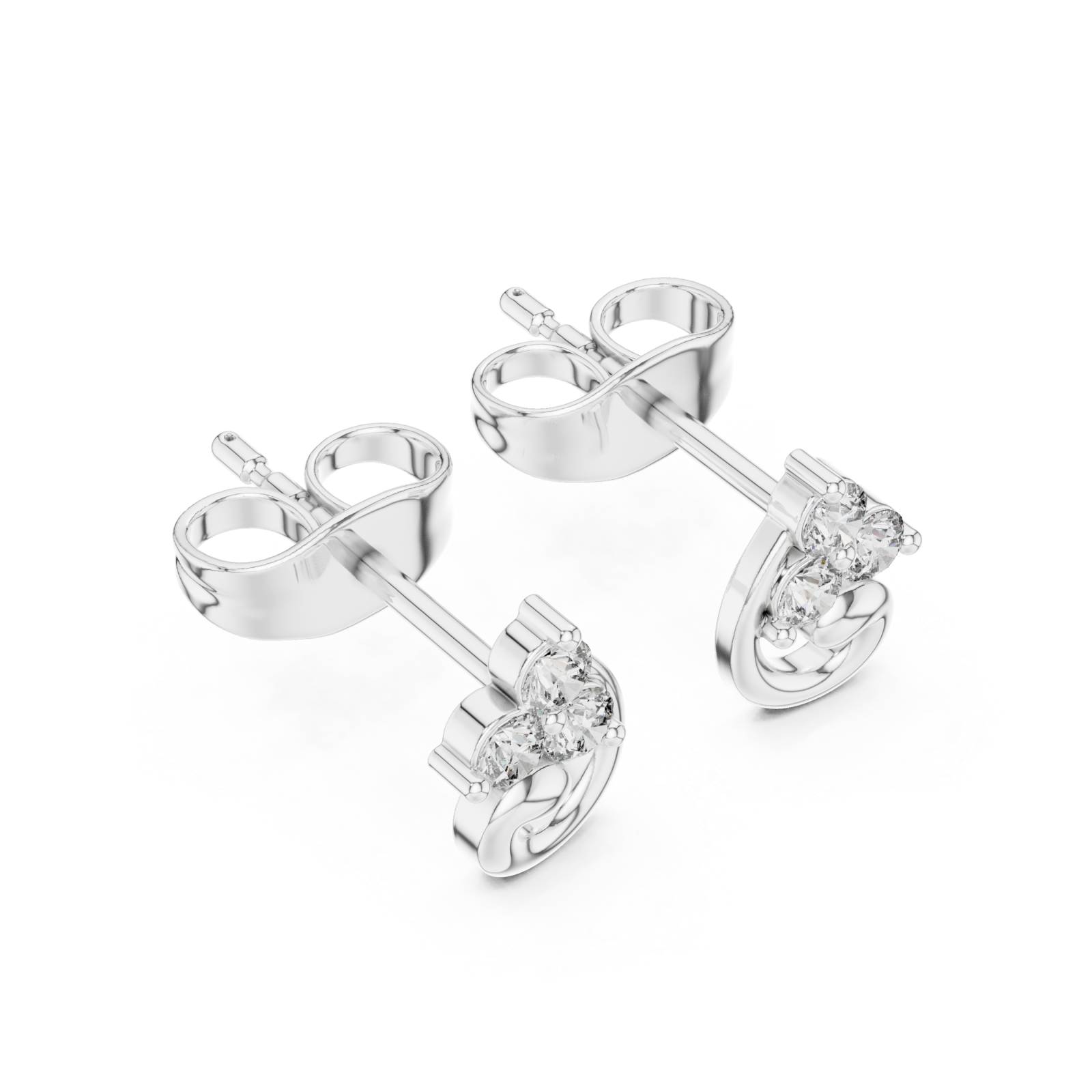  White Gold Celestial Whisper Classic Swirl Studs Right View