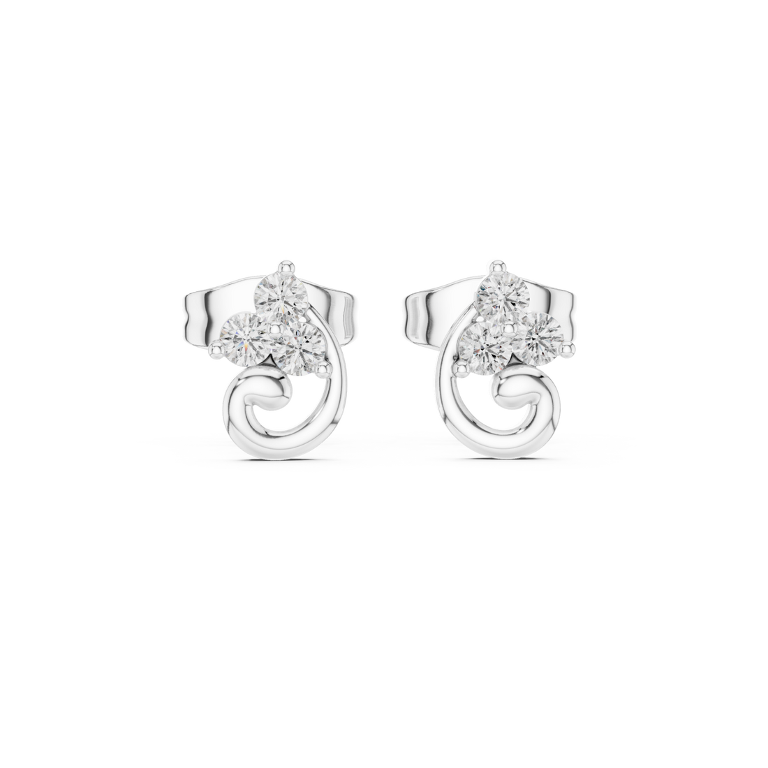  White Gold Celestial Whisper Classic Swirl Studs Right View