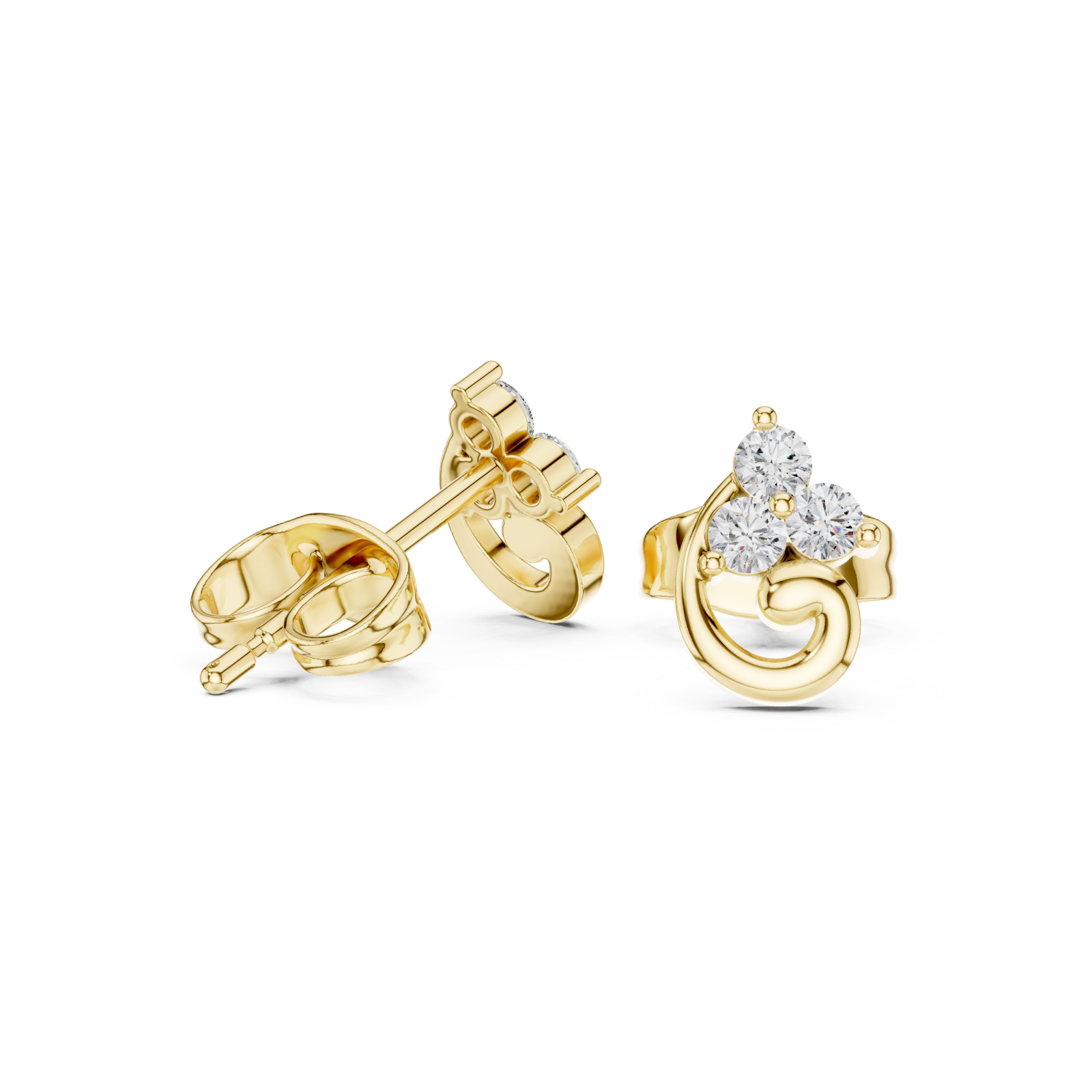  Gold Celestial Whisper Classic Swirl Studs Left View