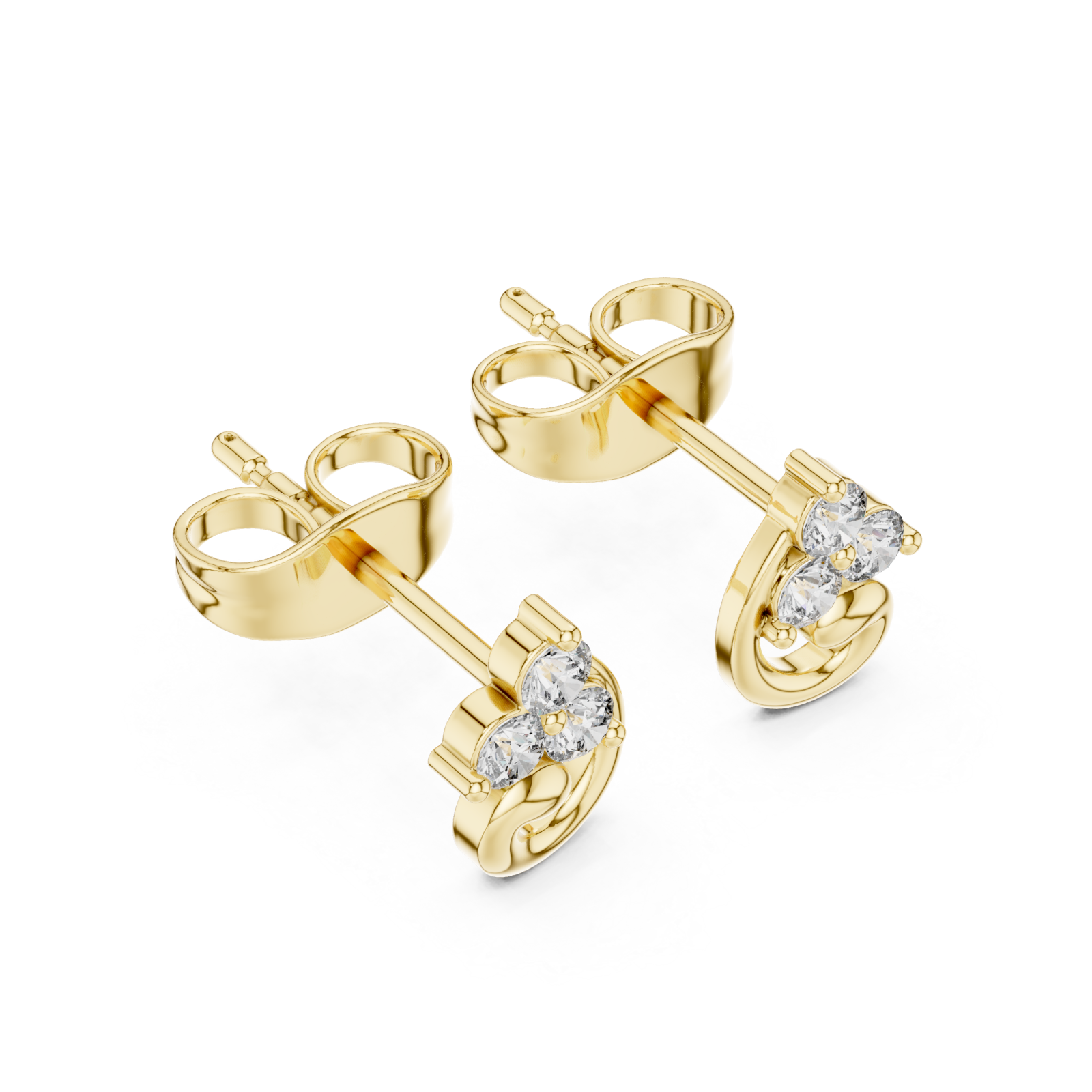 Gold Celestial Whisper Classic Swirl Studs Right View