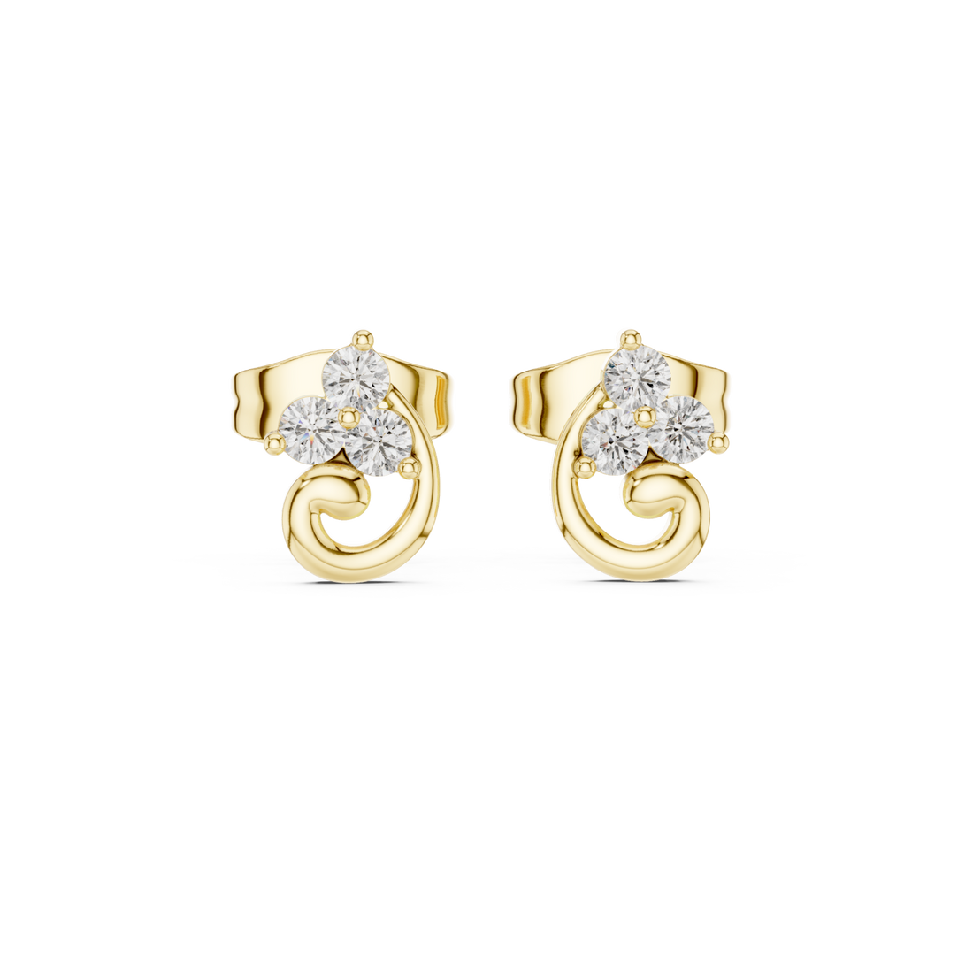 Gold Celestial Whisper Classic Swirl Studs Right View