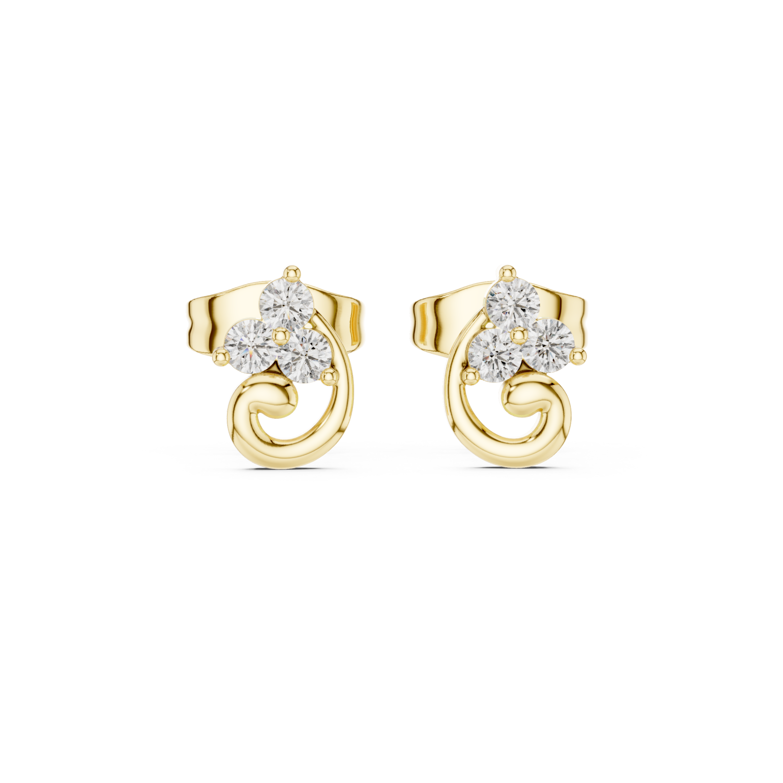 Gold Celestial Whisper Classic Swirl Studs Front View