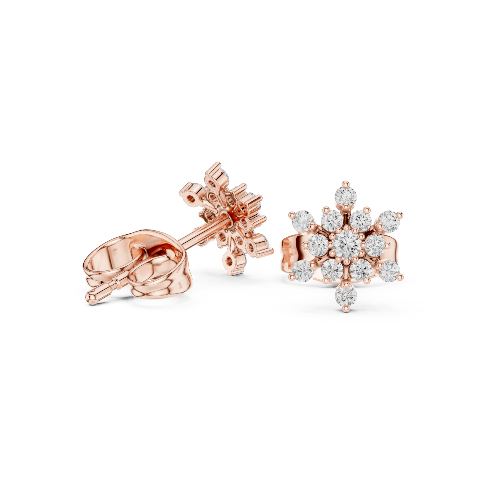  Rose Gold Blooming Elegance Petite Earrings Left View