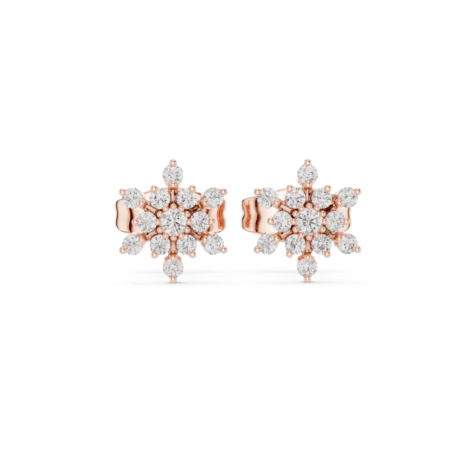  Rose Gold Blooming Elegance Petite Earrings Front View
