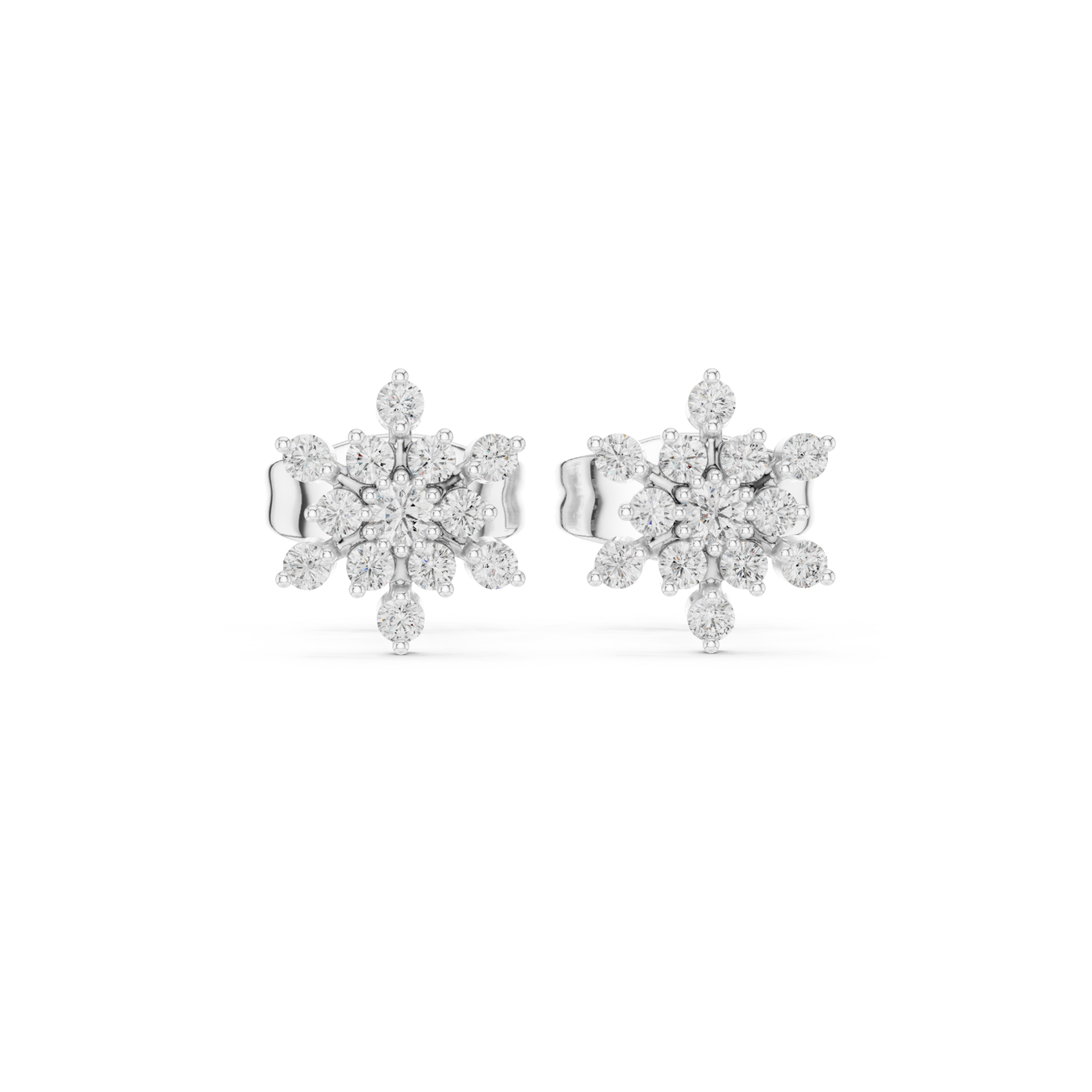  White Gold Blooming Elegance Petite Earrings Front View