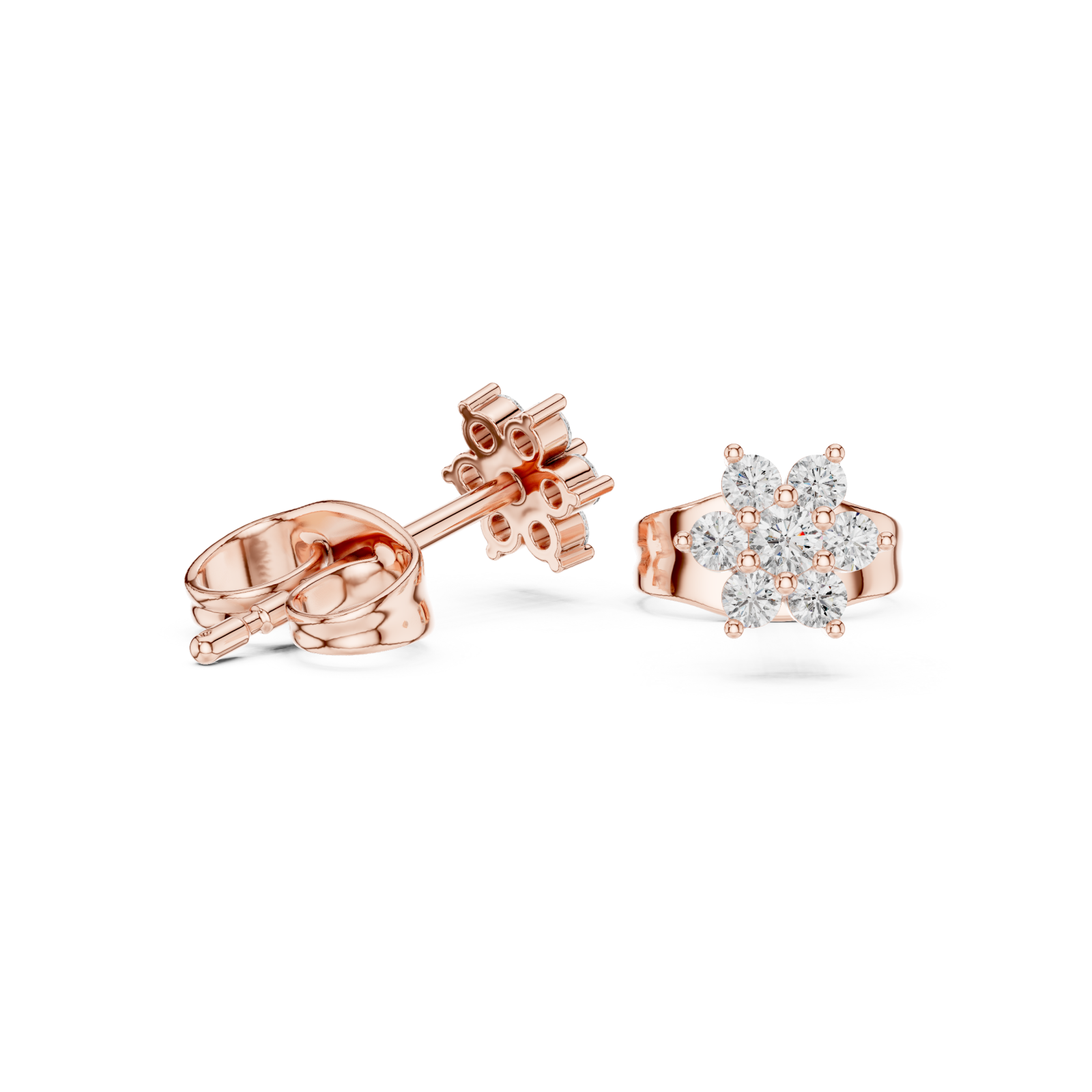  Rose Gold Twilight Blossom Sparkle Earrings Left View