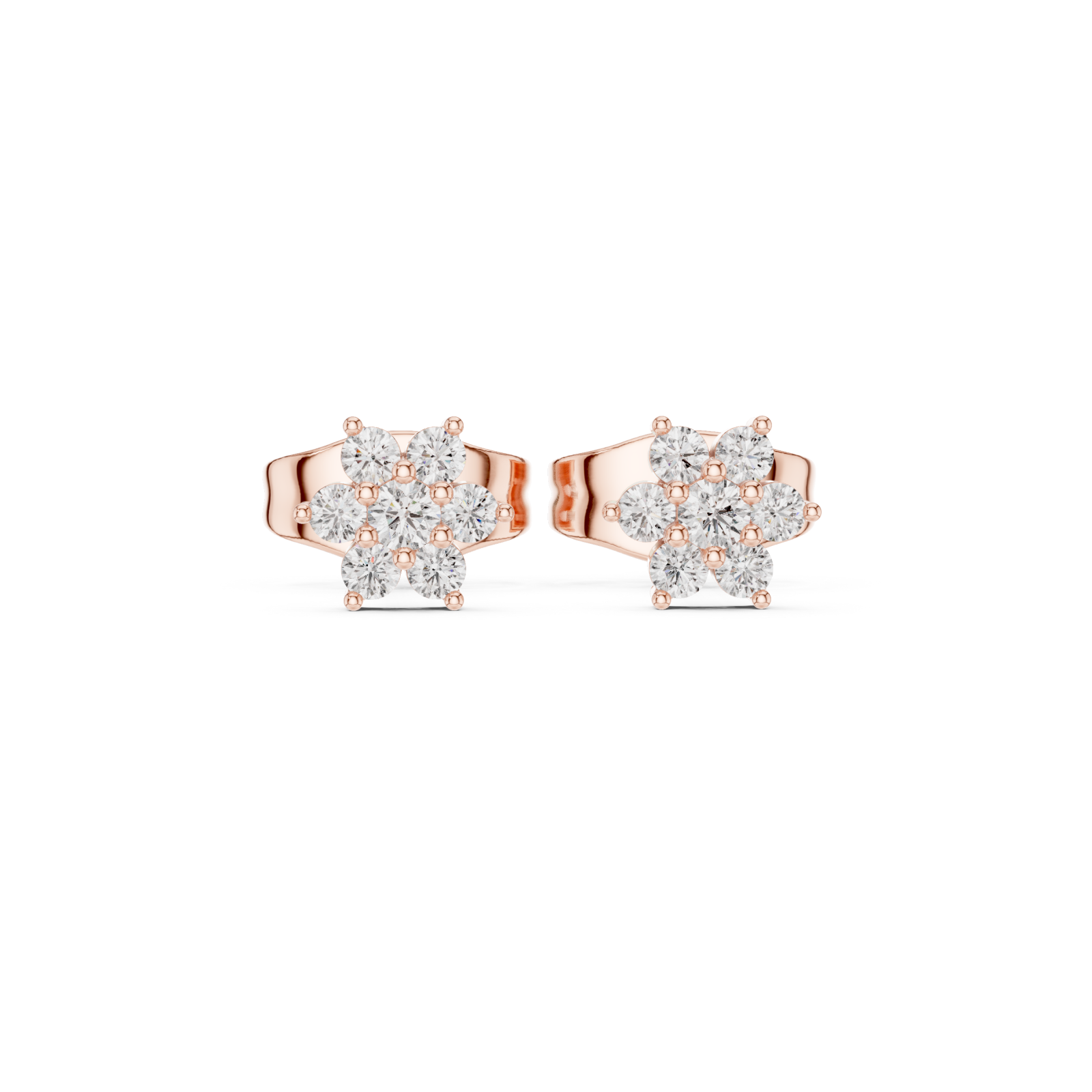  Rose Gold Twilight Blossom Sparkle Earrings Front View