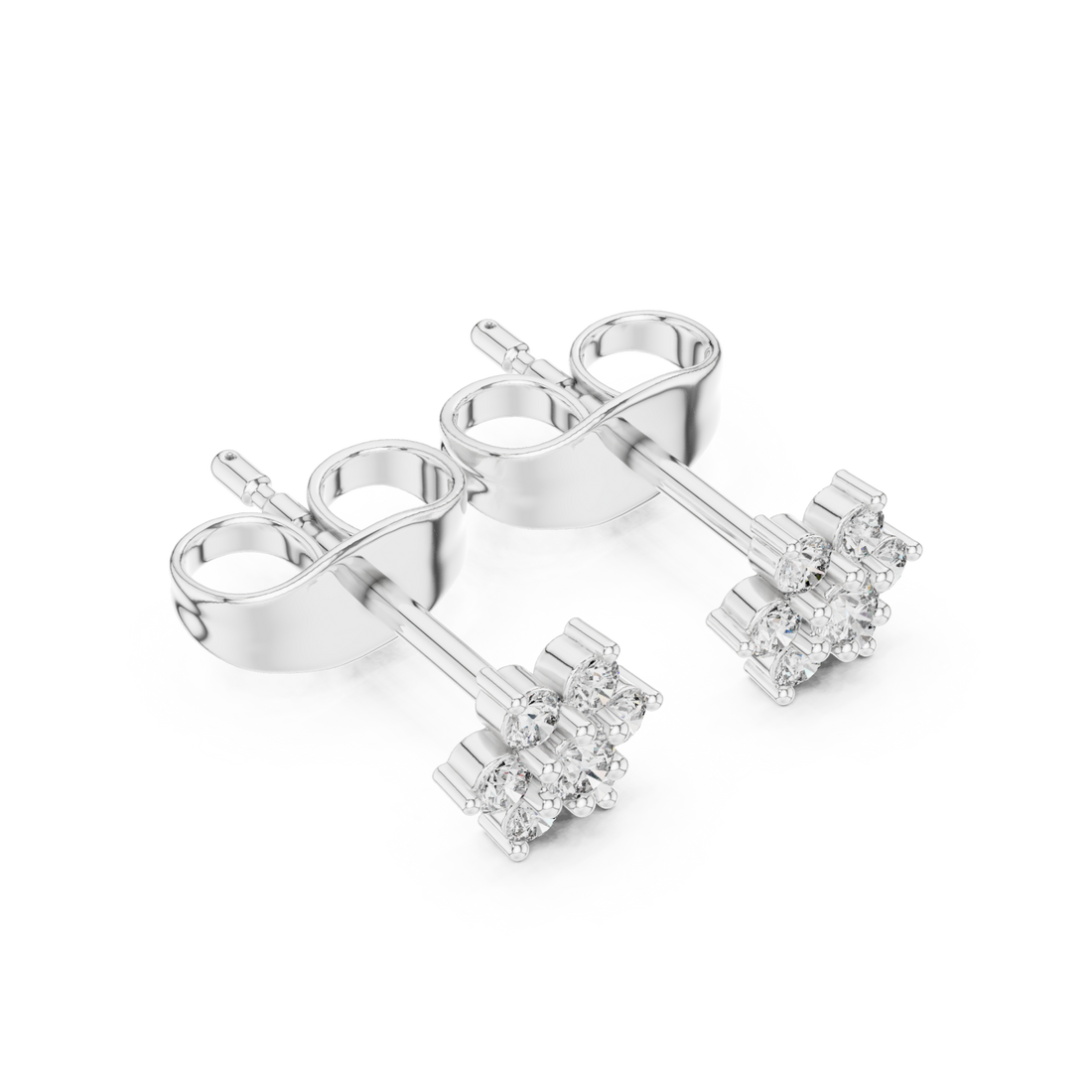  White Gold Twilight Blossom Sparkle Earrings Right View