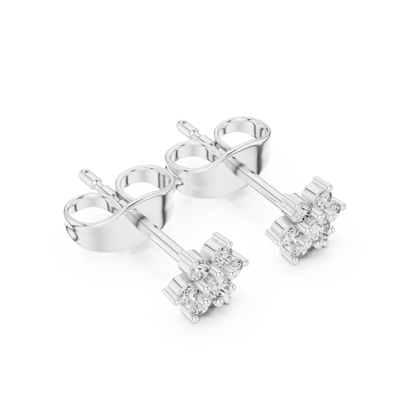  White Gold Twilight Blossom Sparkle Earrings Right View