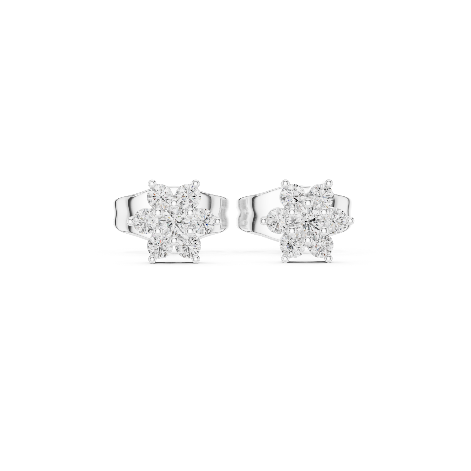  White Gold Twilight Blossom Sparkle Earrings Front View