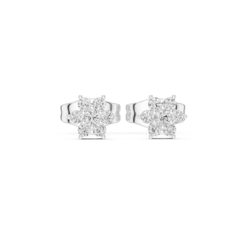  White Gold Twilight Blossom Sparkle Earrings Front View