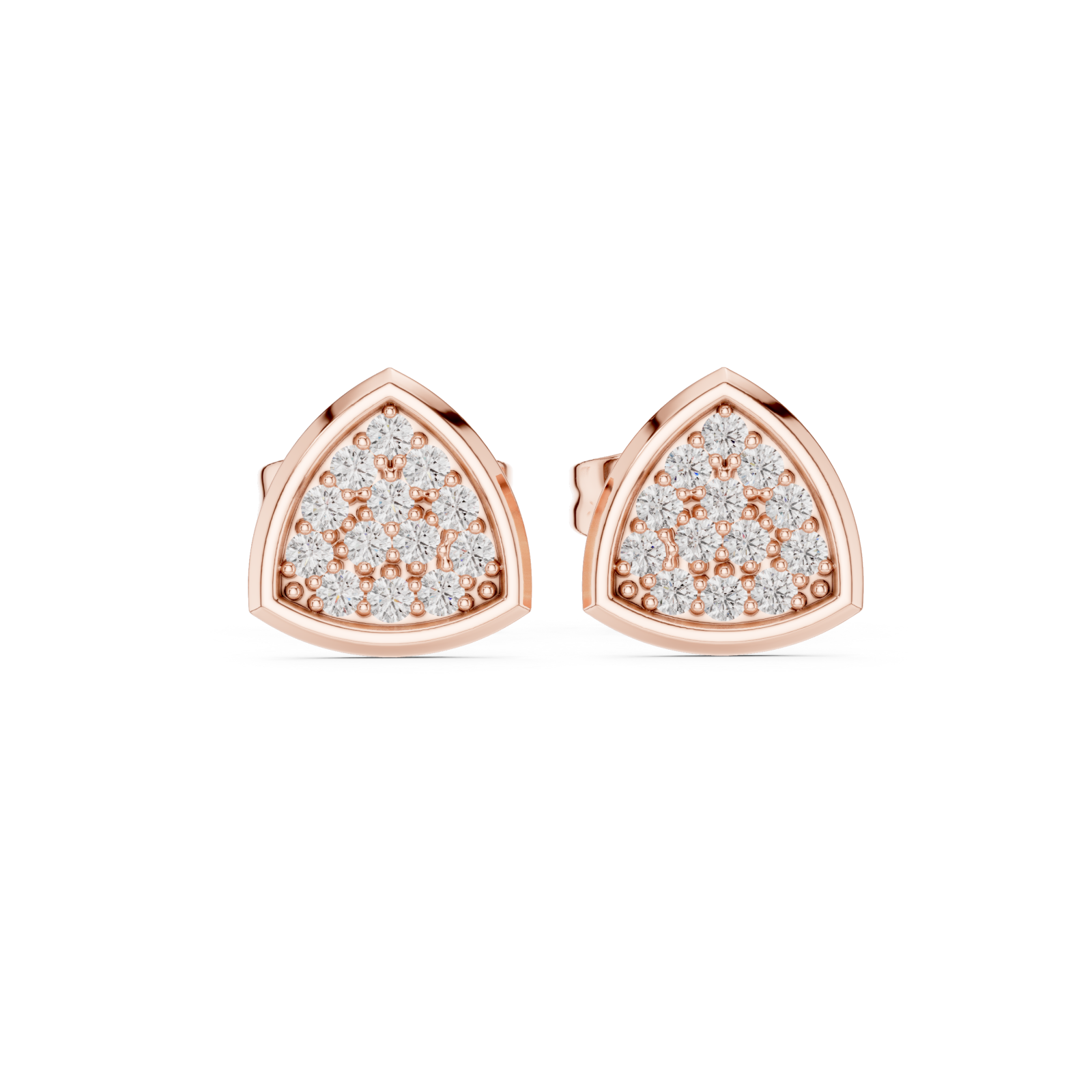  Rose Gold Secret Garden Dewdrop Sparkle Studs Front View