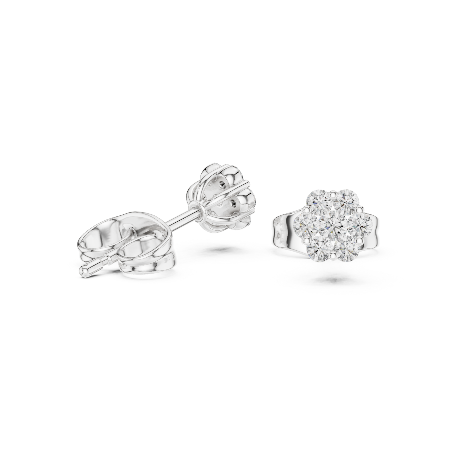  White Gold Petal Radiance Studs Left View
