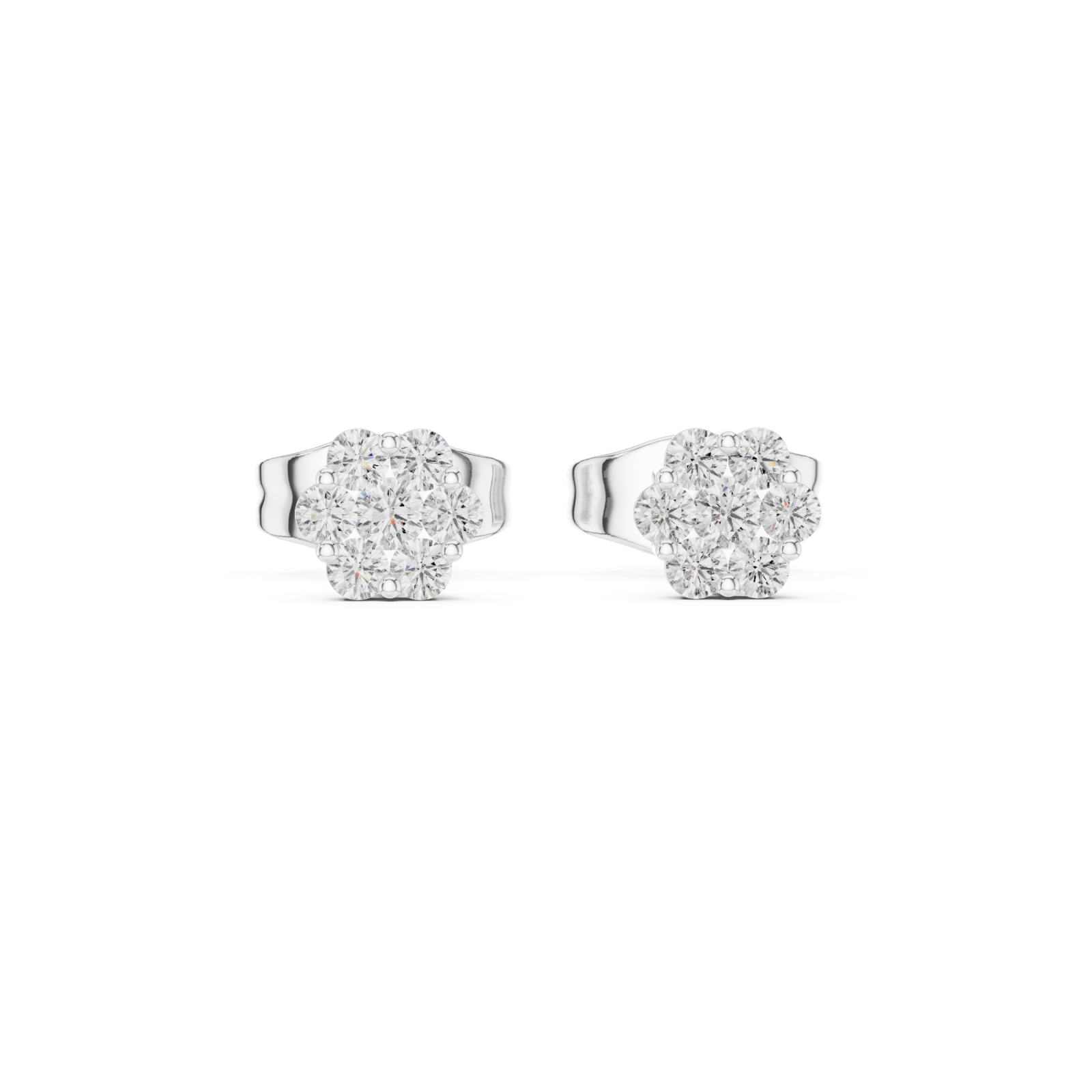  White Gold Petal Radiance Studs Front View