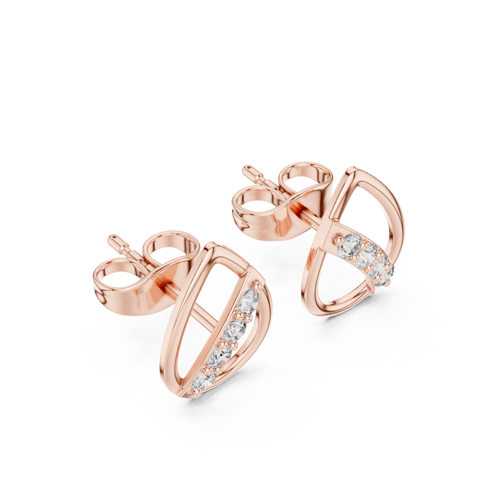  Rose Gold Minimalist Eclipse Openwork Studs Right View