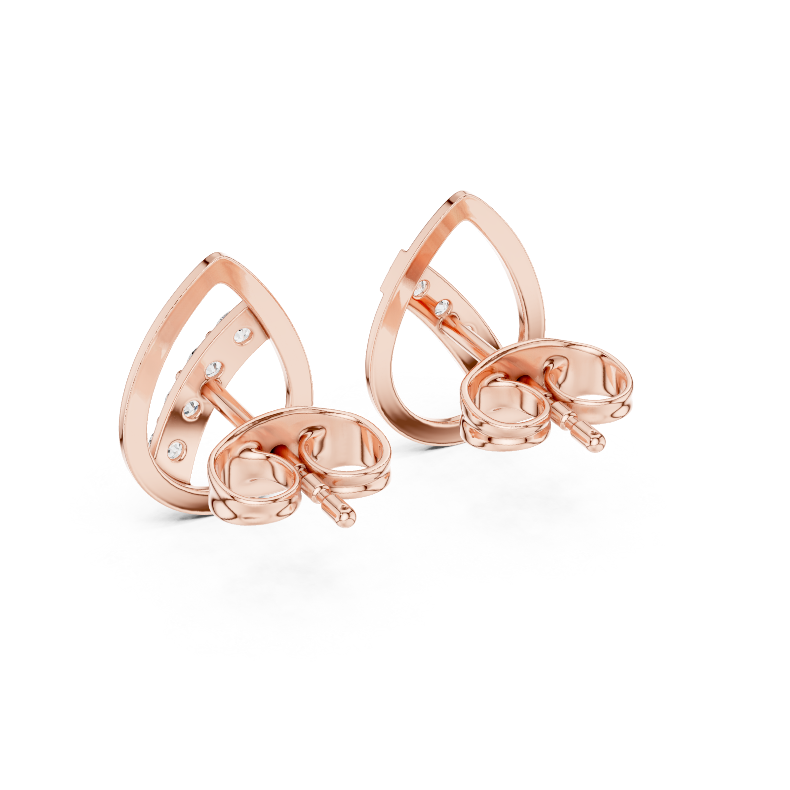  Rose Gold Minimalist Eclipse Openwork Studs Side View