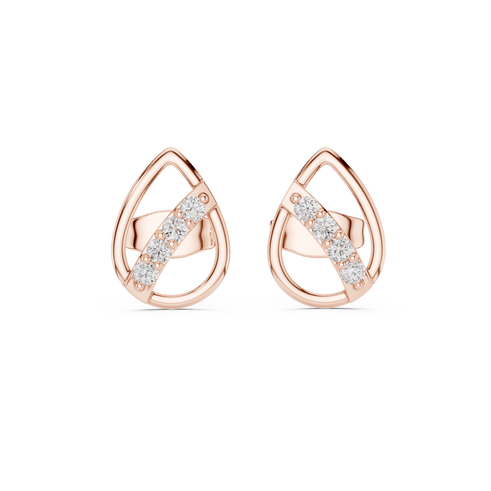  Rose Gold Minimalist Eclipse Openwork Studs Front View